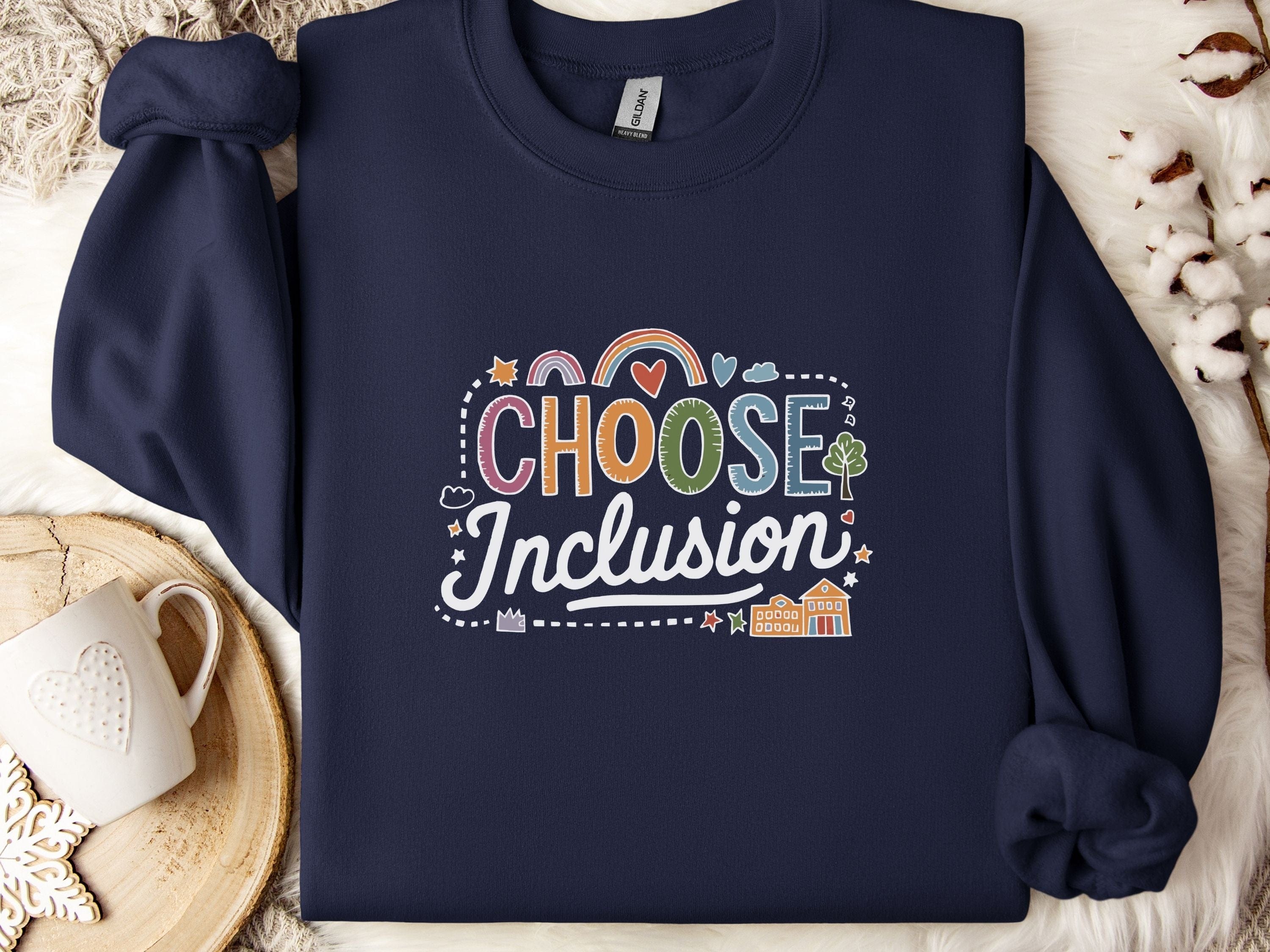 Choose Inclusion Sweatshirt-Navy-Neurodiversity, ADHD & Autism Awareness & Acceptance Sweatshirt by Daily Bloom