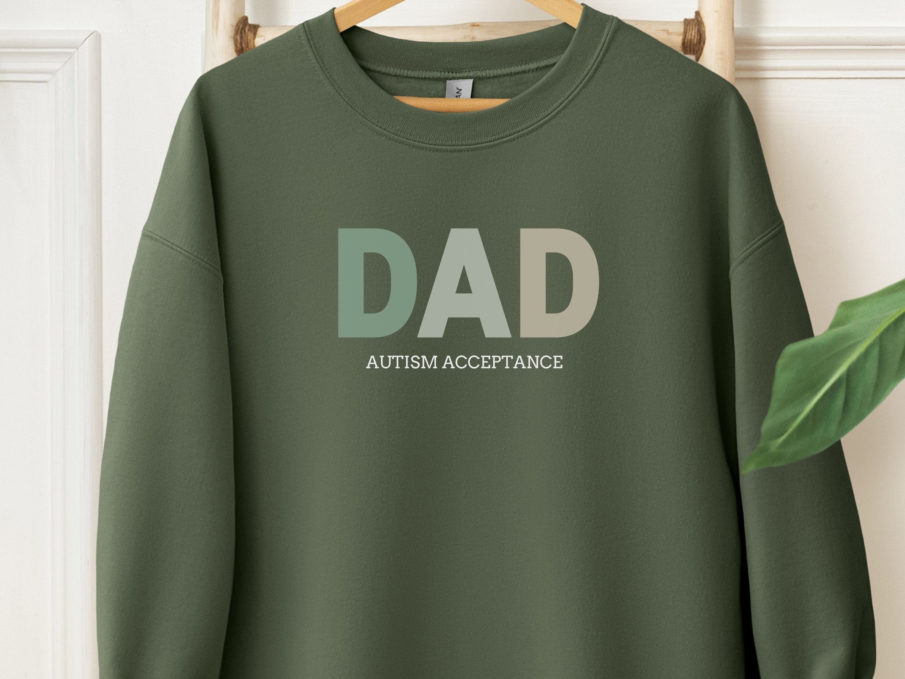 Dad Gradient Sweatshirt-Military Green-Neurodiversity, ADHD & Autism Awareness & Acceptance Sweatshirt by Daily Bloom