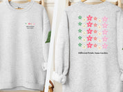 Different Petals Same Garden Sweatshirt-Ash-Neurodiversity, ADHD & Autism Awareness & Acceptance Sweatshirt by Daily Bloom