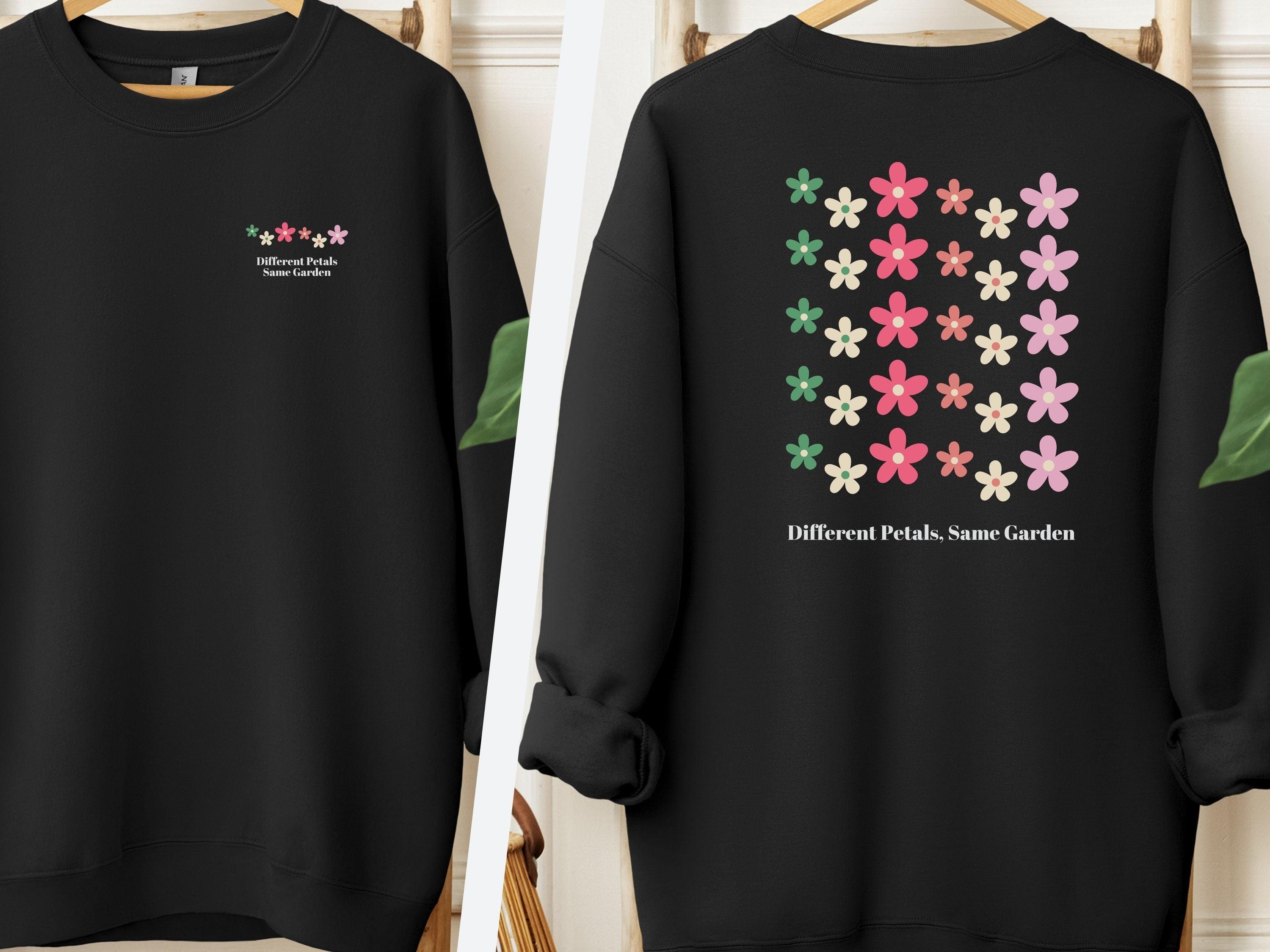 Different Petals Same Garden Sweatshirt-Black-Neurodiversity, ADHD & Autism Awareness & Acceptance Sweatshirt by Daily Bloom