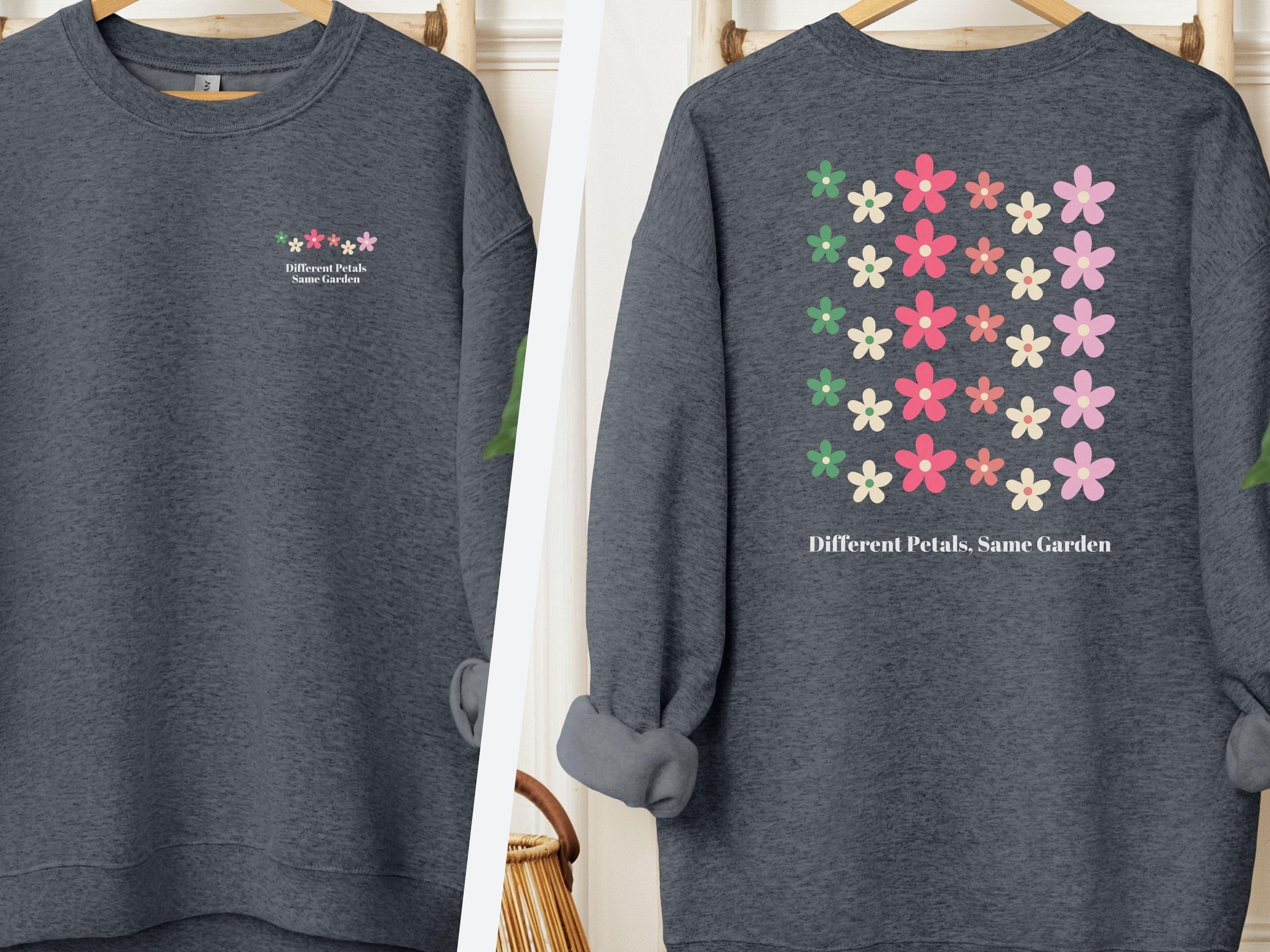 Different Petals Same Garden Sweatshirt-Dark Heather-Neurodiversity, ADHD & Autism Awareness & Acceptance Sweatshirt by Daily Bloom