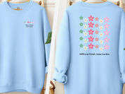 Different Petals Same Garden Sweatshirt-Light Blue-Neurodiversity, ADHD & Autism Awareness & Acceptance Sweatshirt by Daily Bloom