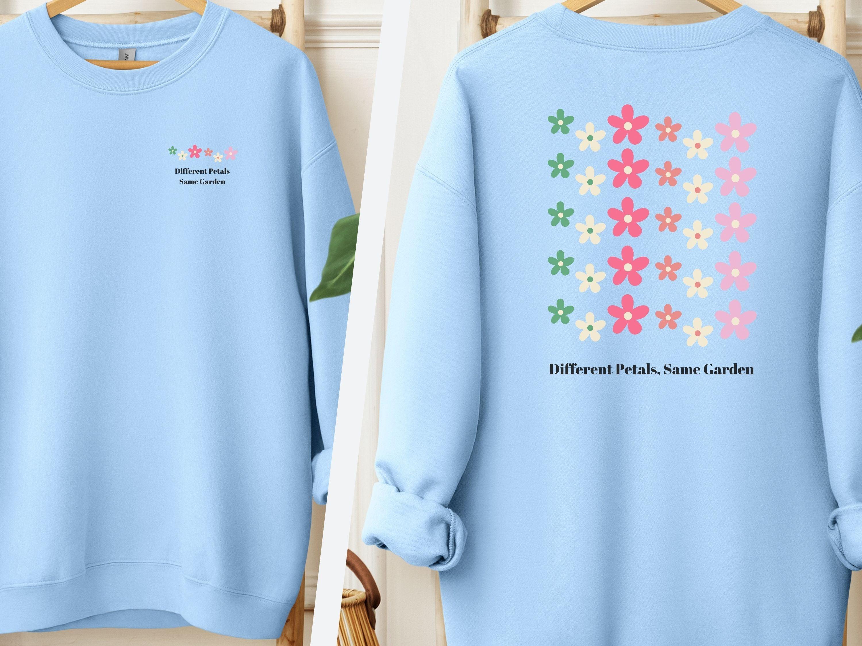 Different Petals Same Garden Sweatshirt-Light Blue-Neurodiversity, ADHD & Autism Awareness & Acceptance Sweatshirt by Daily Bloom