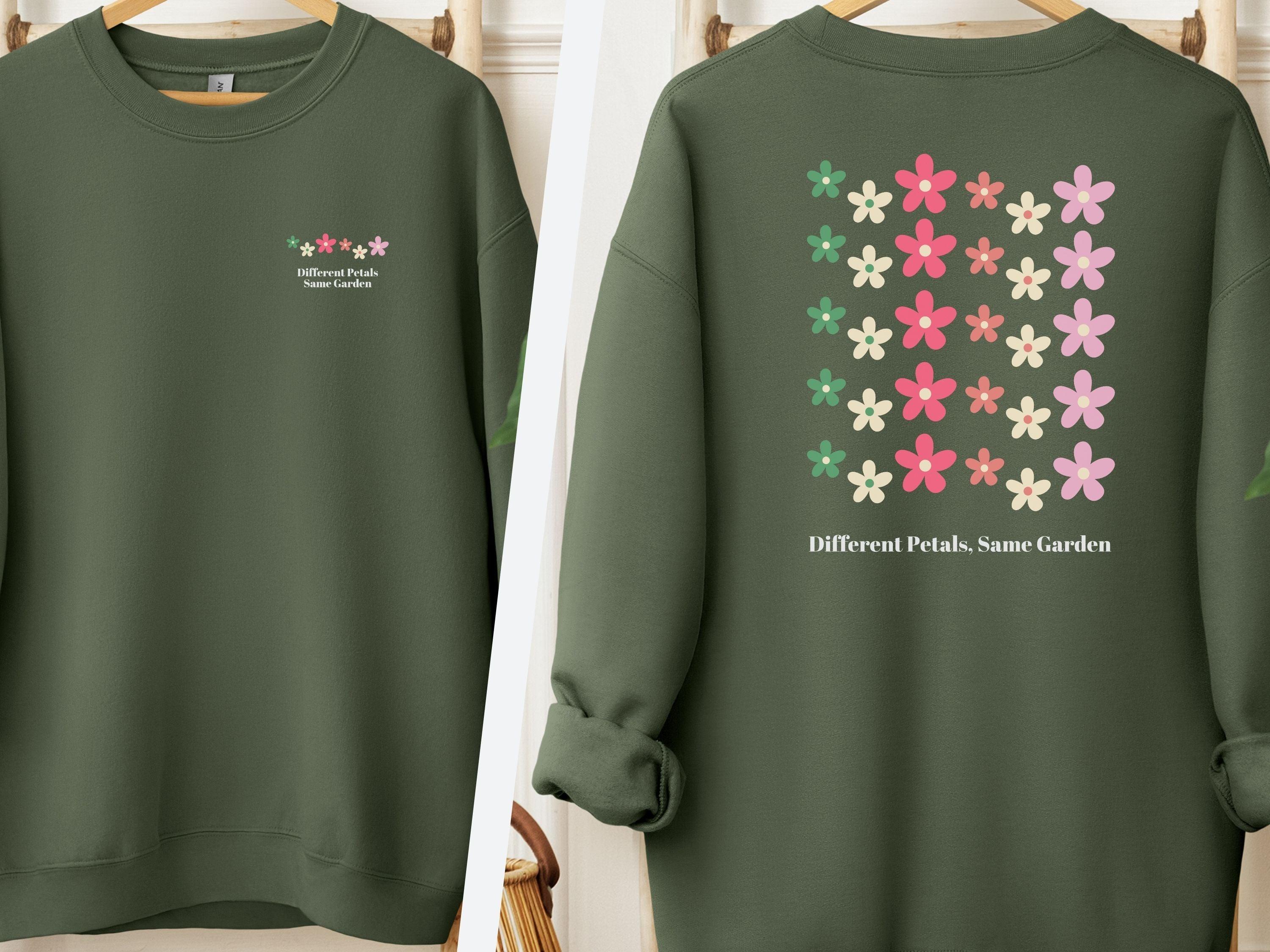 Different Petals Same Garden Sweatshirt-Military Green-Neurodiversity, ADHD & Autism Awareness & Acceptance Sweatshirt by Daily Bloom