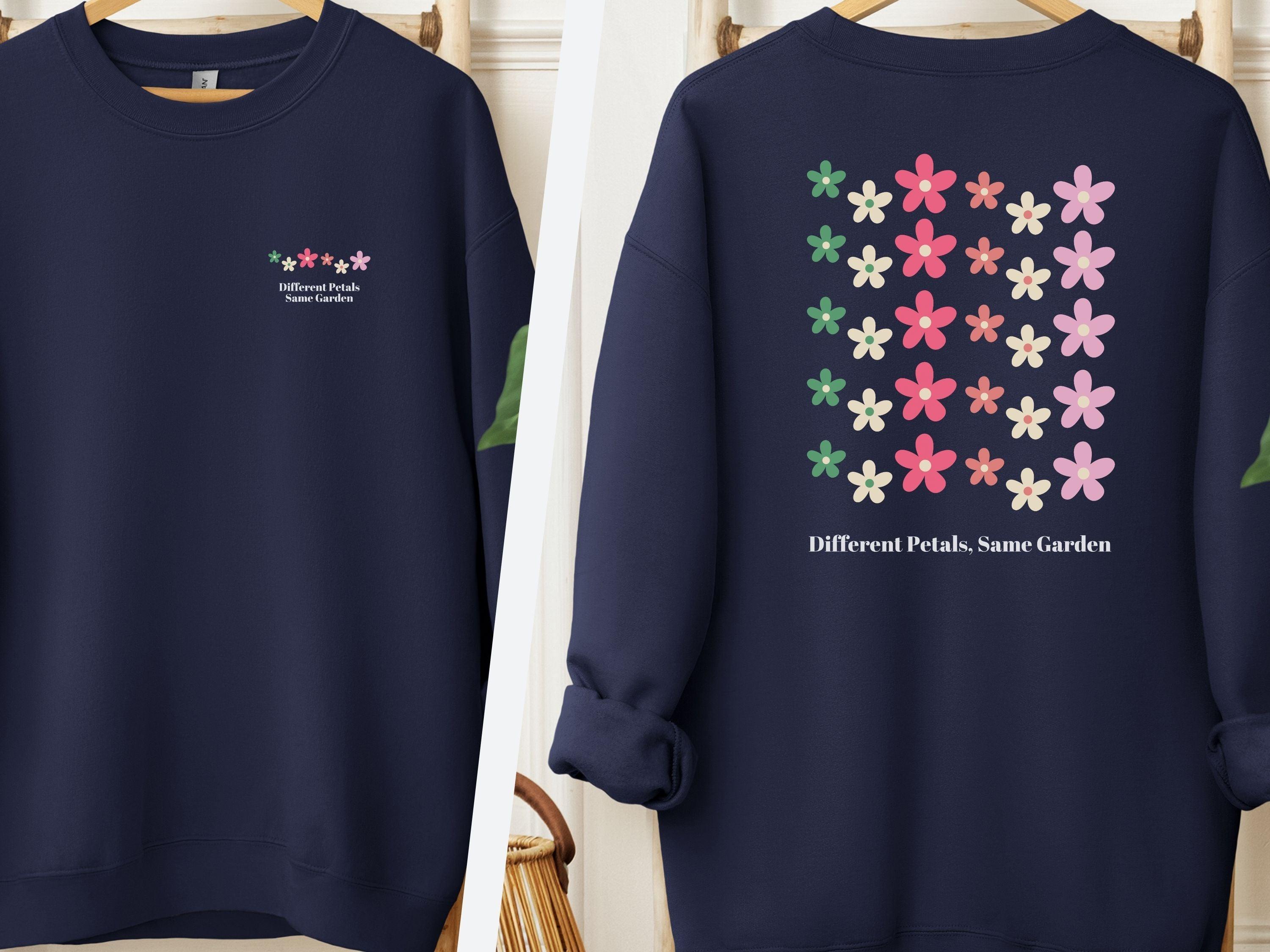 Different Petals Same Garden Sweatshirt-Navy-Neurodiversity, ADHD & Autism Awareness & Acceptance Sweatshirt by Daily Bloom