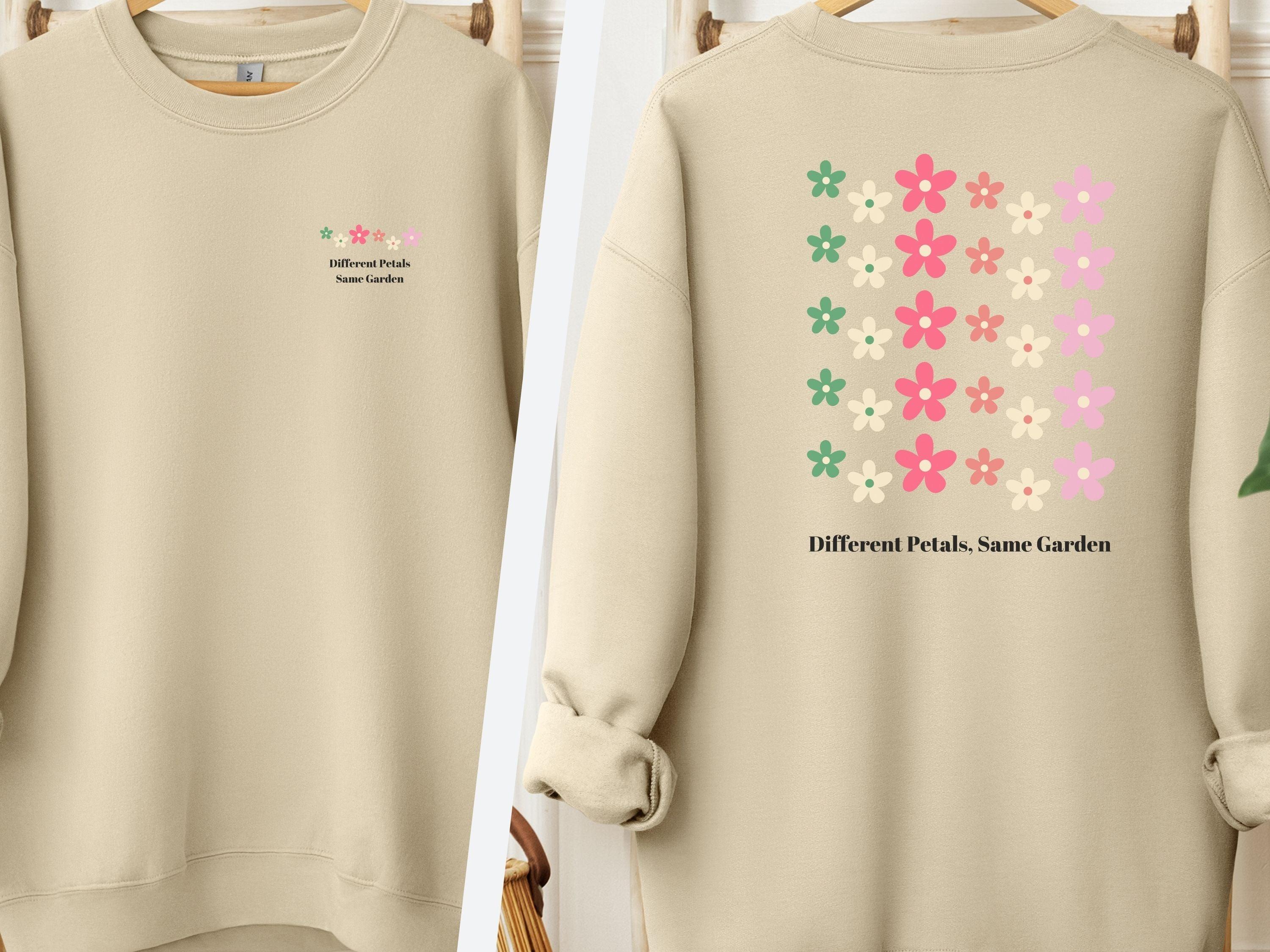 Different Petals Same Garden Sweatshirt-Sand-Neurodiversity, ADHD & Autism Awareness & Acceptance Sweatshirt by Daily Bloom