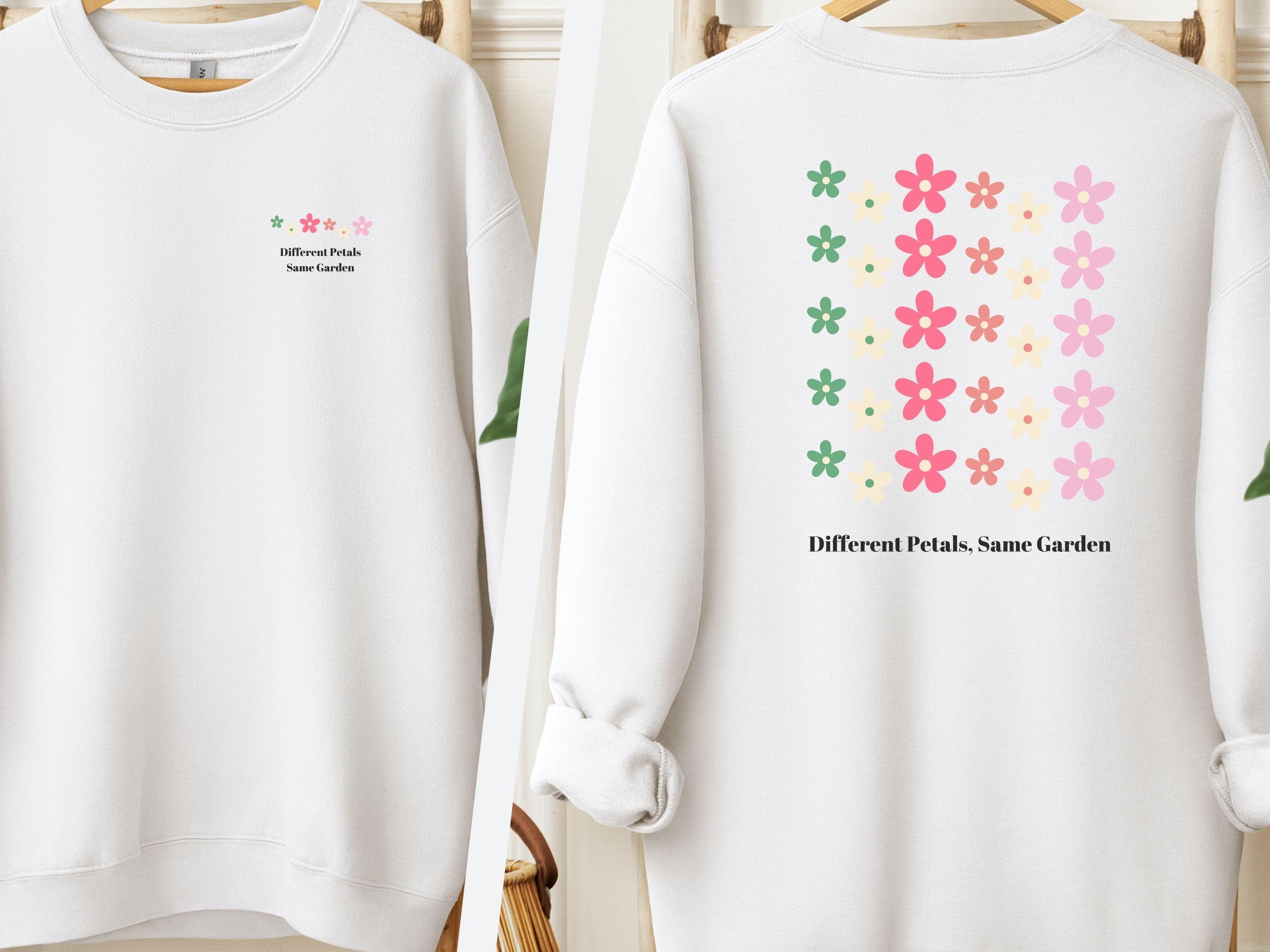 Different Petals Same Garden Sweatshirt-White-Neurodiversity, ADHD & Autism Awareness & Acceptance Sweatshirt by Daily Bloom