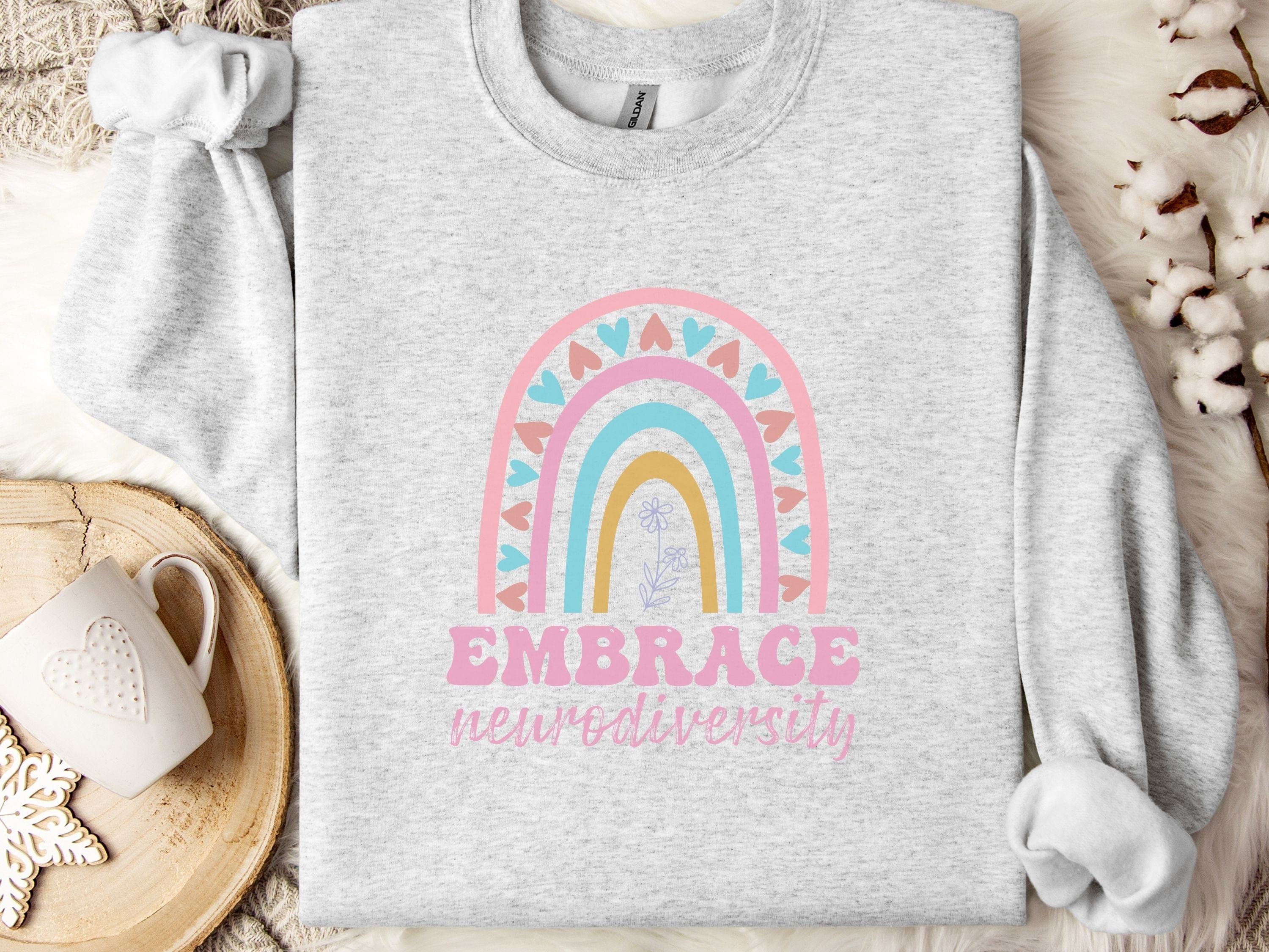 Embrace Neurodiversity Sweatshirt-Ash-Neurodiversity, ADHD & Autism Awareness & Acceptance Sweatshirt by Daily Bloom
