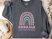 Embrace Neurodiversity Sweatshirt-Dark Heather-Neurodiversity, ADHD & Autism Awareness & Acceptance Sweatshirt by Daily Bloom