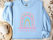 Embrace Neurodiversity Sweatshirt-Light Blue-Neurodiversity, ADHD & Autism Awareness & Acceptance Sweatshirt by Daily Bloom