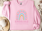 Embrace Neurodiversity Sweatshirt-Light Pink-Neurodiversity, ADHD & Autism Awareness & Acceptance Sweatshirt by Daily Bloom