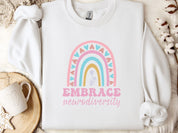 Embrace Neurodiversity Sweatshirt-White-Neurodiversity, ADHD & Autism Awareness & Acceptance Sweatshirt by Daily Bloom