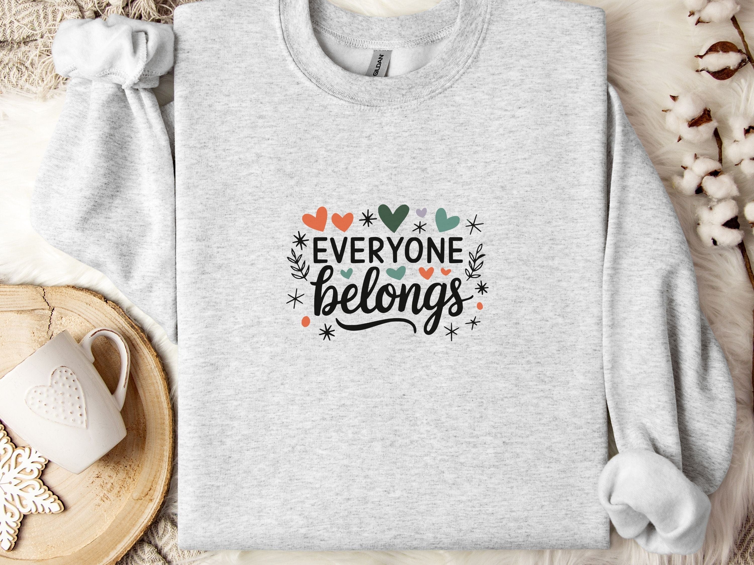 Everyone Belongs Sweatshirt-Ash-Neurodiversity, ADHD & Autism Awareness & Acceptance Sweatshirt by Daily Bloom