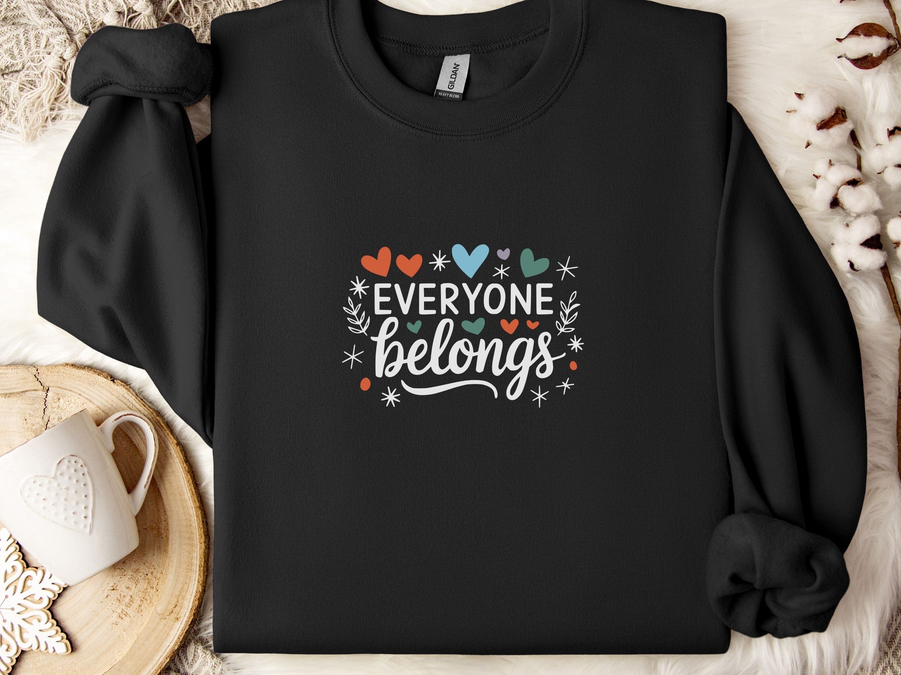 Everyone Belongs Sweatshirt-Black-Neurodiversity, ADHD & Autism Awareness & Acceptance Sweatshirt by Daily Bloom