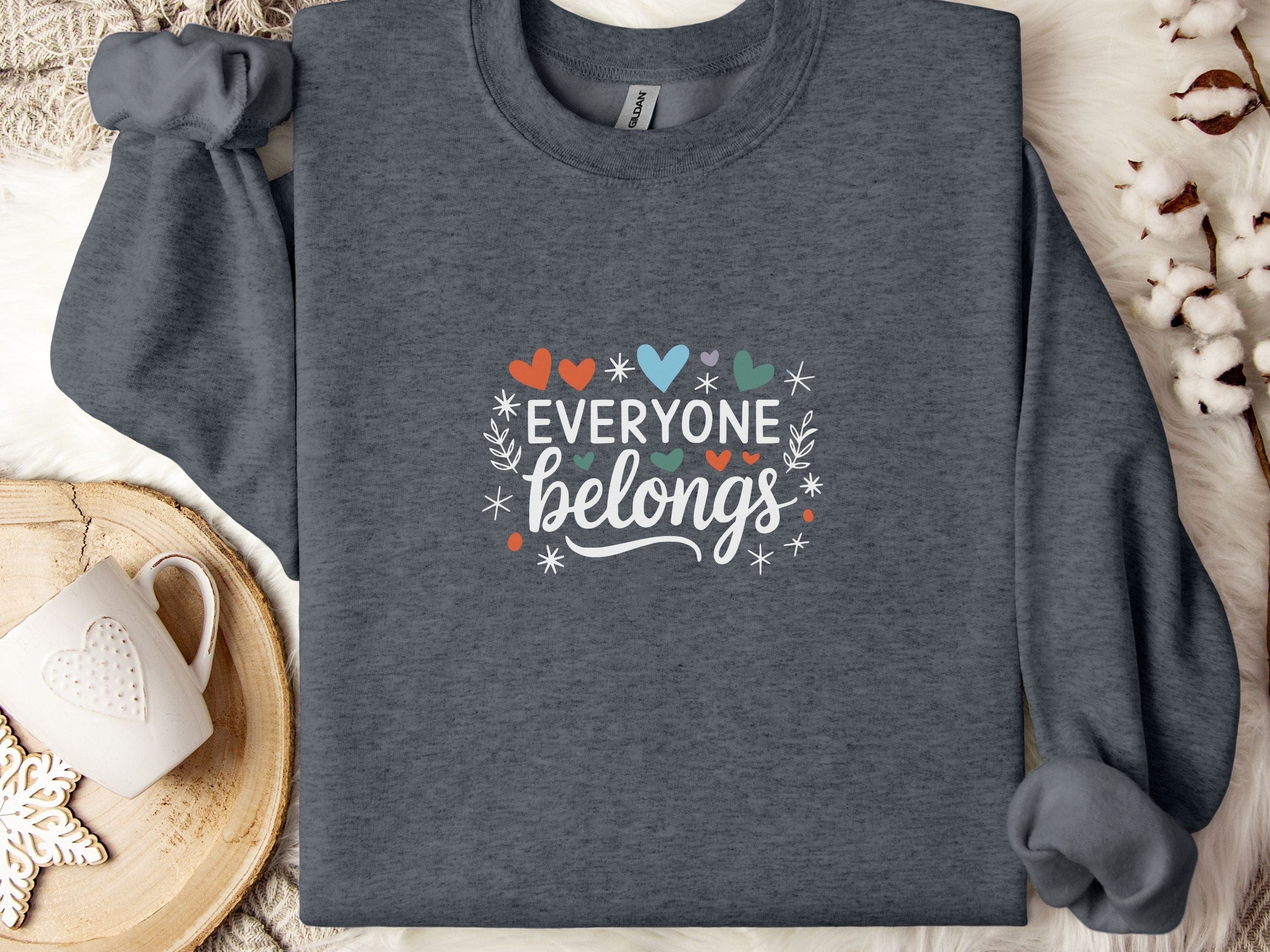 Everyone Belongs Sweatshirt-Dark Heather-Neurodiversity, ADHD & Autism Awareness & Acceptance Sweatshirt by Daily Bloom
