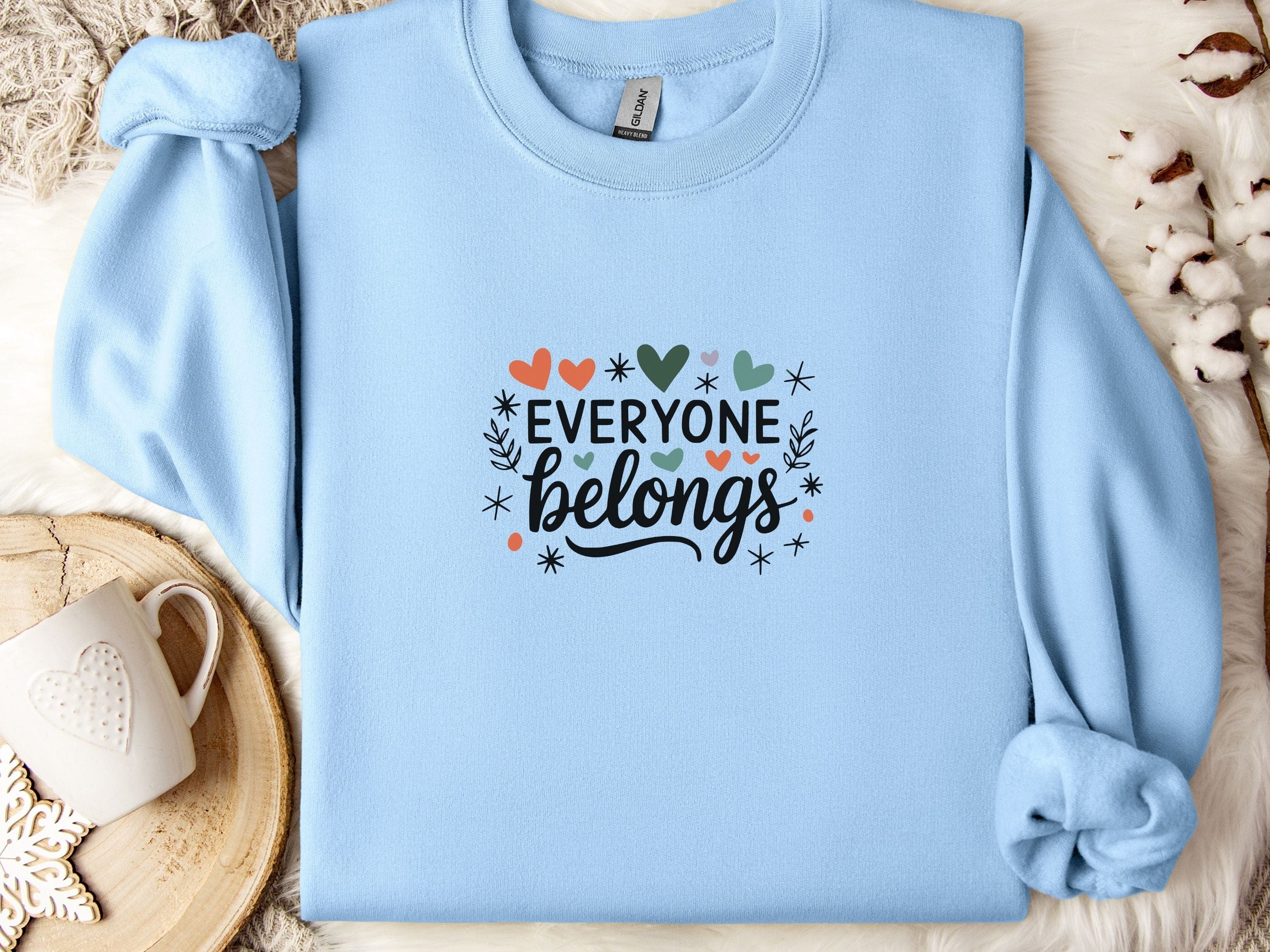 Everyone Belongs Sweatshirt-Light Blue-Neurodiversity, ADHD & Autism Awareness & Acceptance Sweatshirt by Daily Bloom