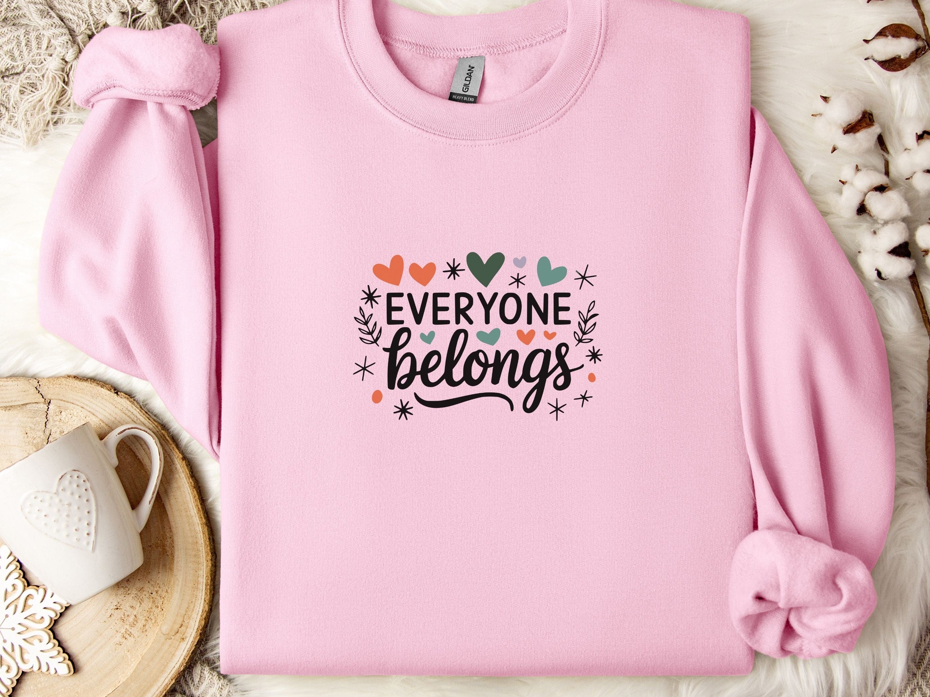 Everyone Belongs Sweatshirt-Light Pink-Neurodiversity, ADHD & Autism Awareness & Acceptance Sweatshirt by Daily Bloom