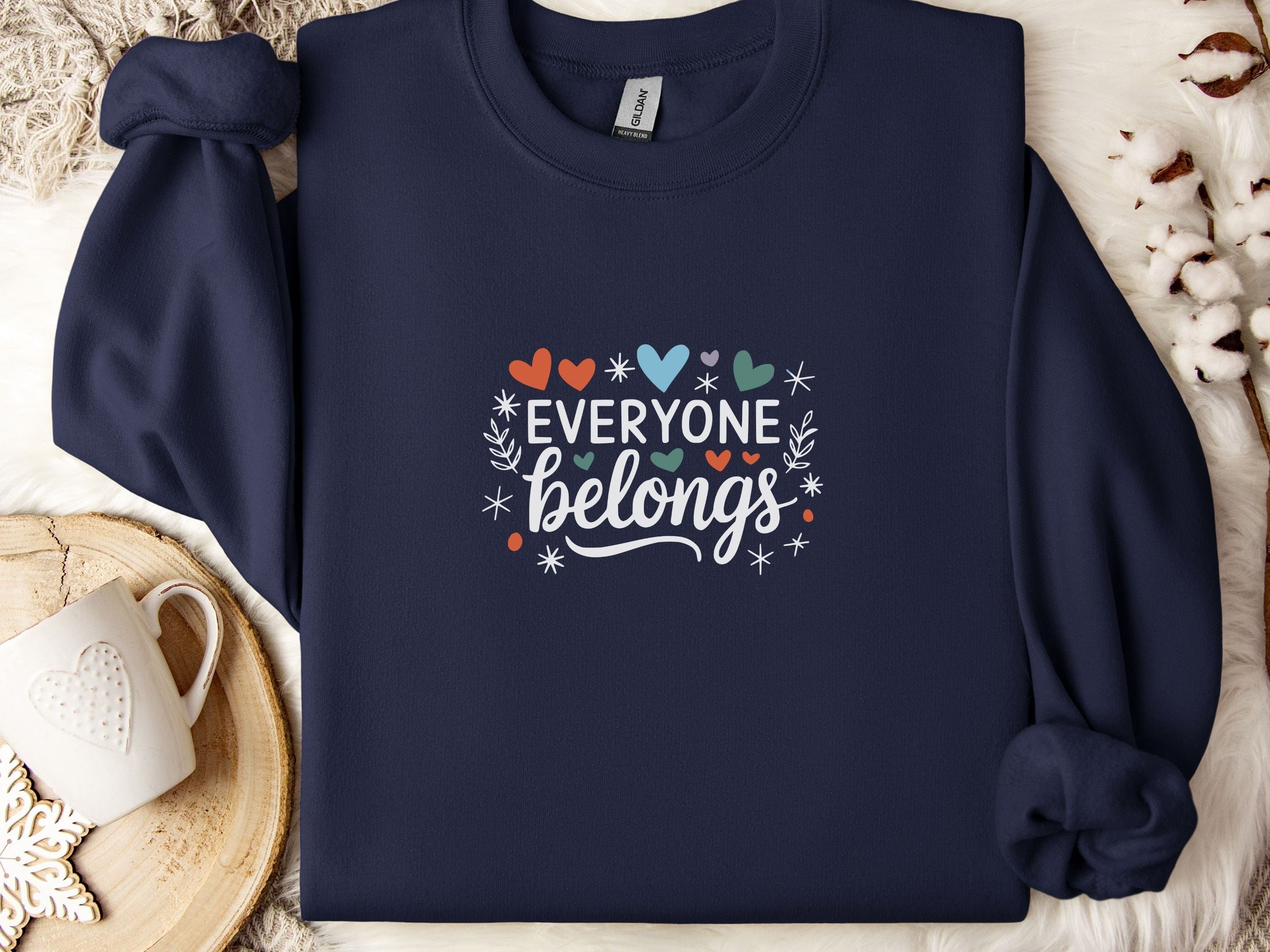 Everyone Belongs Sweatshirt-Navy-Neurodiversity, ADHD & Autism Awareness & Acceptance Sweatshirt by Daily Bloom