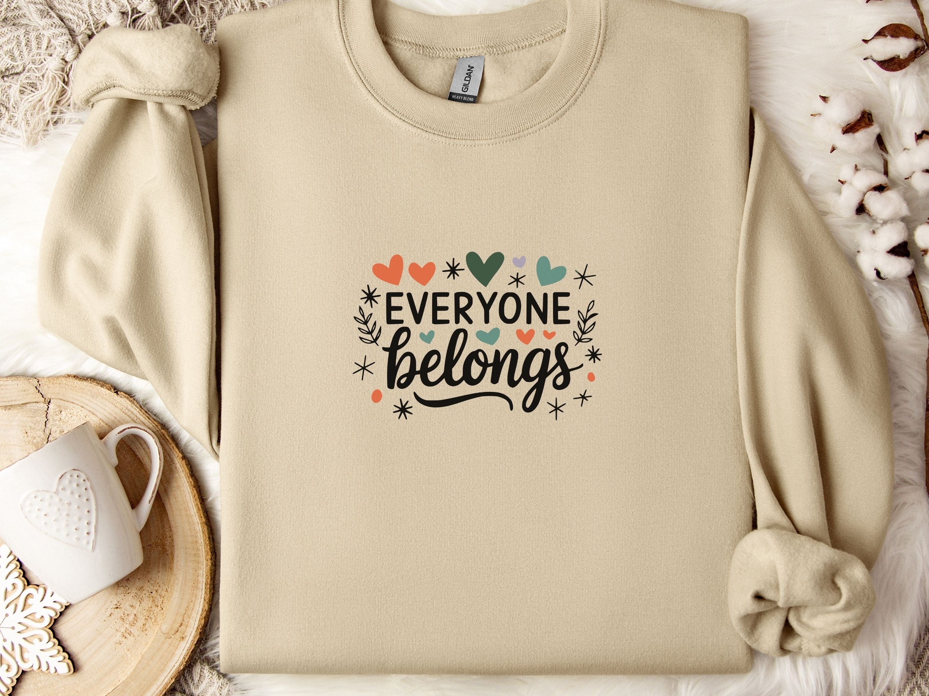 Everyone Belongs Sweatshirt-Sand-Neurodiversity, ADHD & Autism Awareness & Acceptance Sweatshirt by Daily Bloom