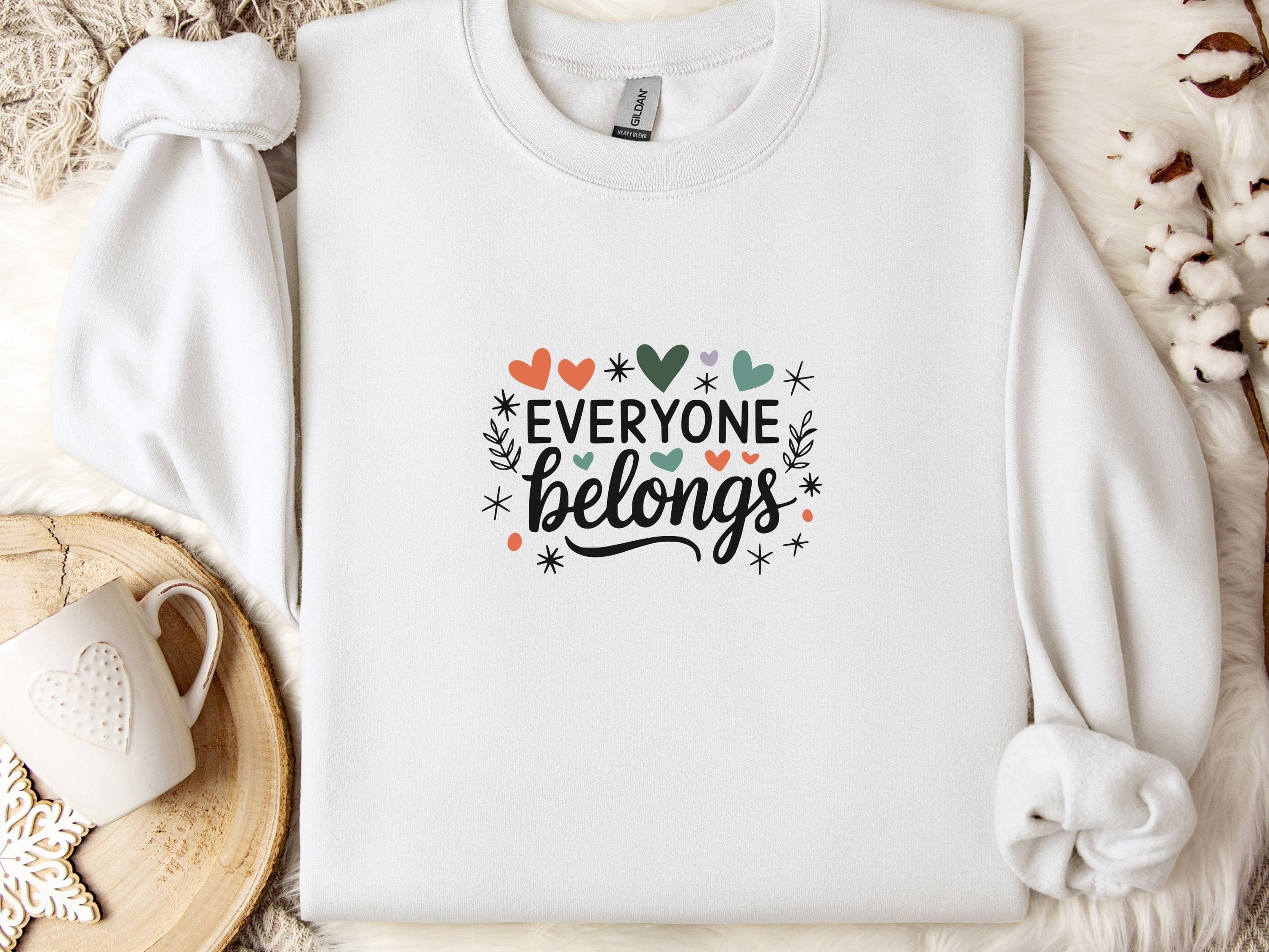 Everyone Belongs Sweatshirt-White-Neurodiversity, ADHD & Autism Awareness & Acceptance Sweatshirt by Daily Bloom