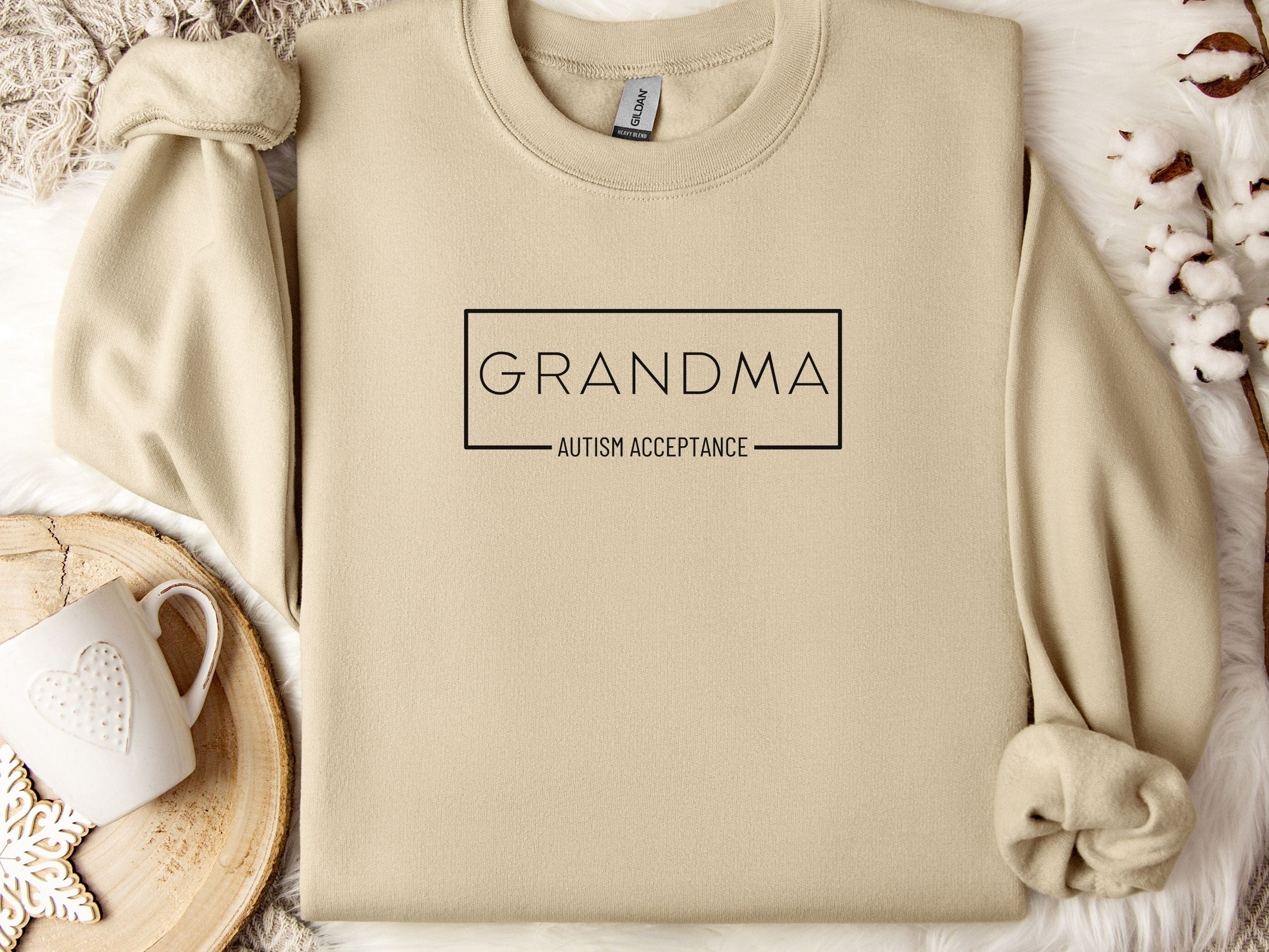 Grandma Box Sweatshirt-Sand-Neurodiversity, ADHD & Autism Awareness & Acceptance Sweatshirt by Daily Bloom