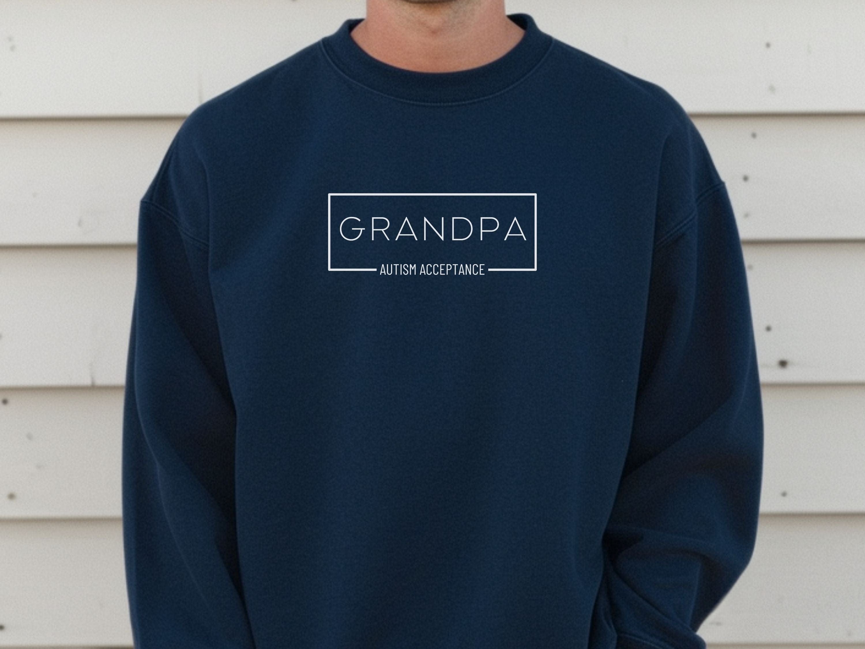 Grandpa Autism Acceptance Box Sweatshirt-Neurodiversity, ADHD & Autism Awareness & Acceptance Sweatshirt by Daily Bloom