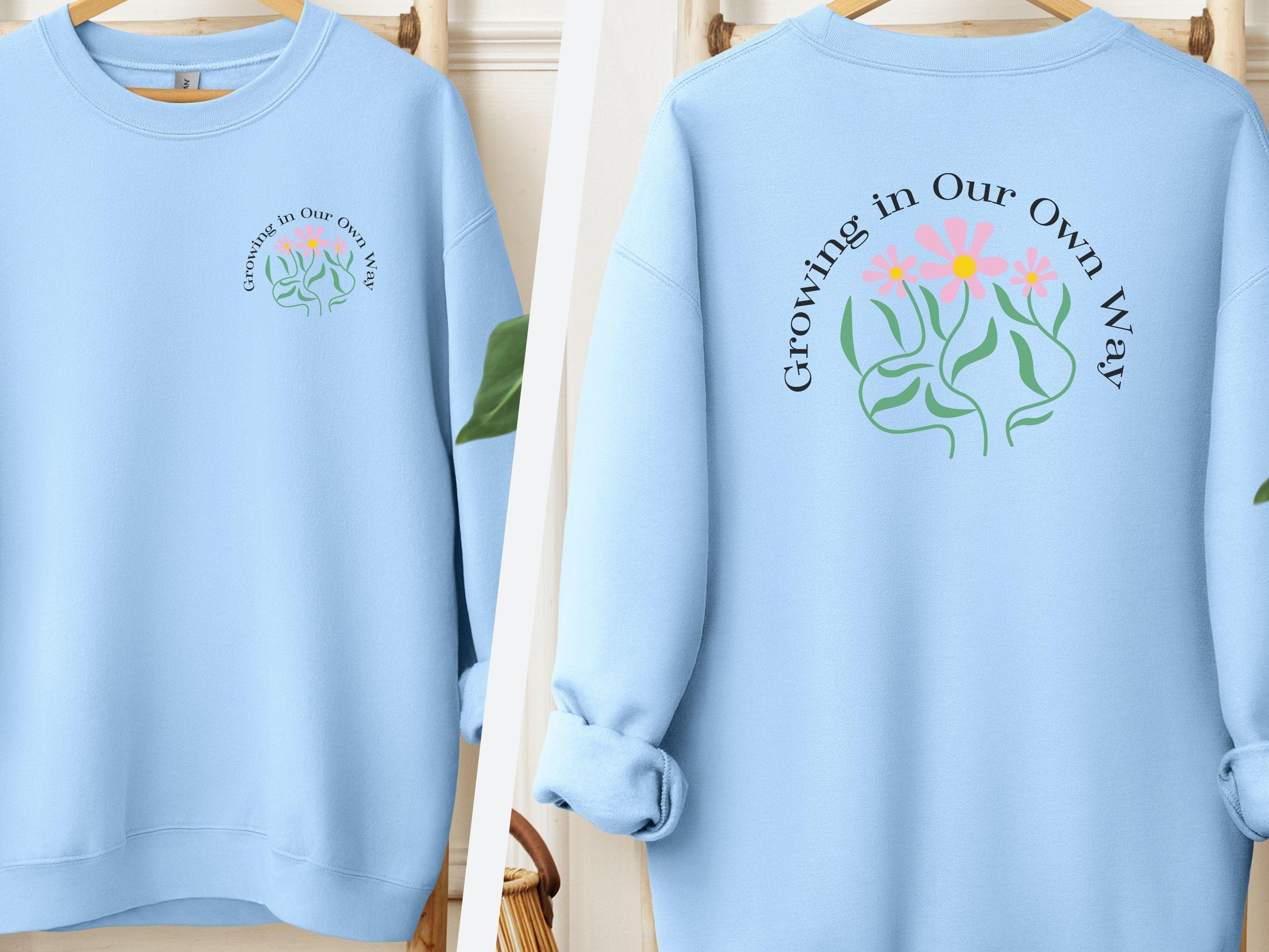 Growing in Our Own Way Sweatshirt-Light Blue-Neurodiversity, ADHD & Autism Awareness & Acceptance Sweatshirt by Daily Bloom