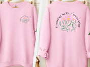 Growing in Our Own Way Sweatshirt-Light Pink-Neurodiversity, ADHD & Autism Awareness & Acceptance Sweatshirt by Daily Bloom