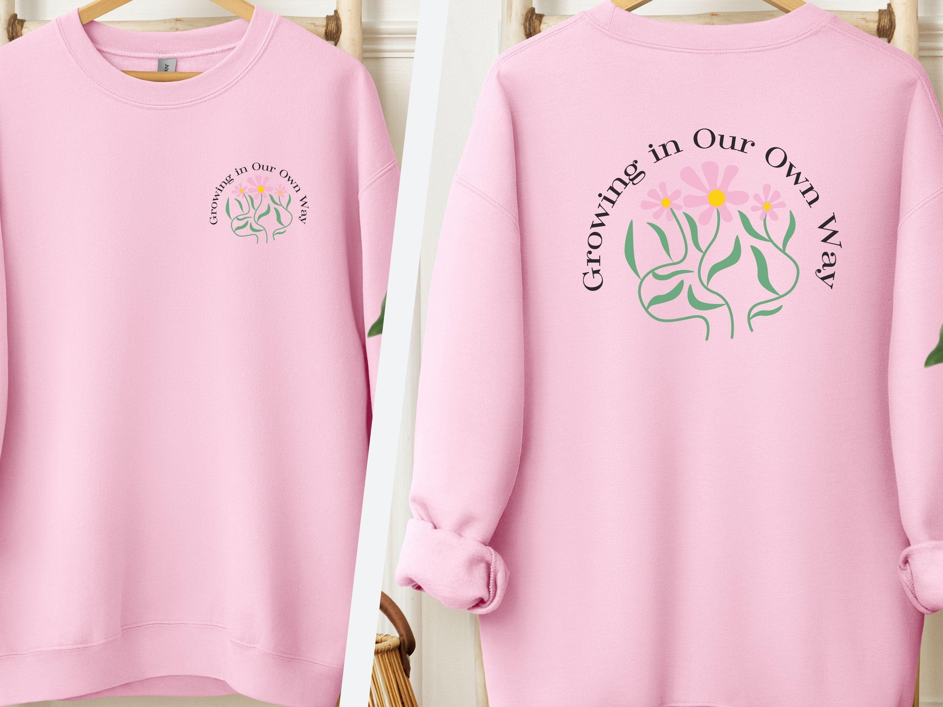Growing in Our Own Way Sweatshirt-Light Pink-Neurodiversity, ADHD & Autism Awareness & Acceptance Sweatshirt by Daily Bloom