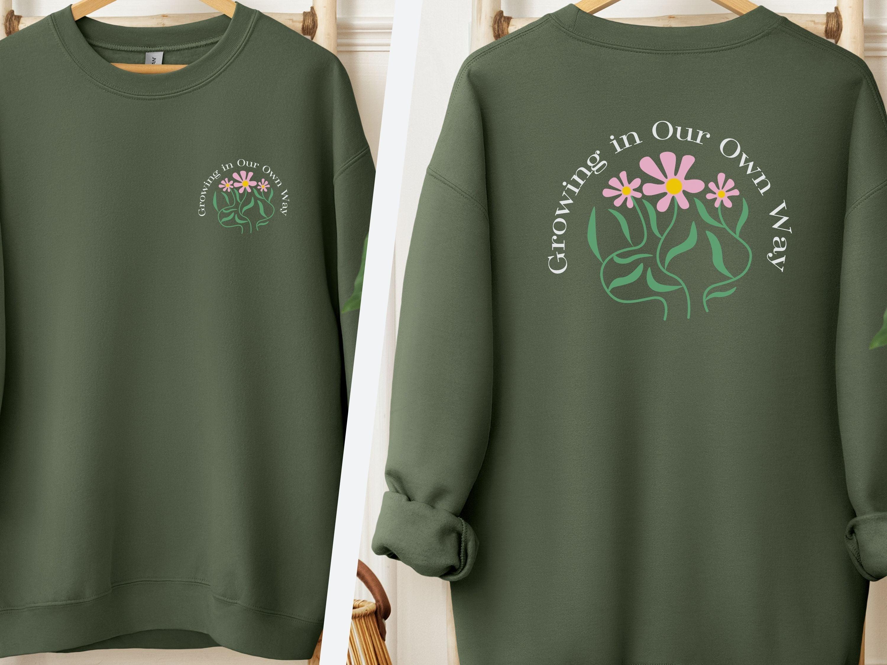Growing in Our Own Way Sweatshirt-Military Green-Neurodiversity, ADHD & Autism Awareness & Acceptance Sweatshirt by Daily Bloom