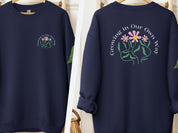 Growing in Our Own Way Sweatshirt-Navy-Neurodiversity, ADHD & Autism Awareness & Acceptance Sweatshirt by Daily Bloom