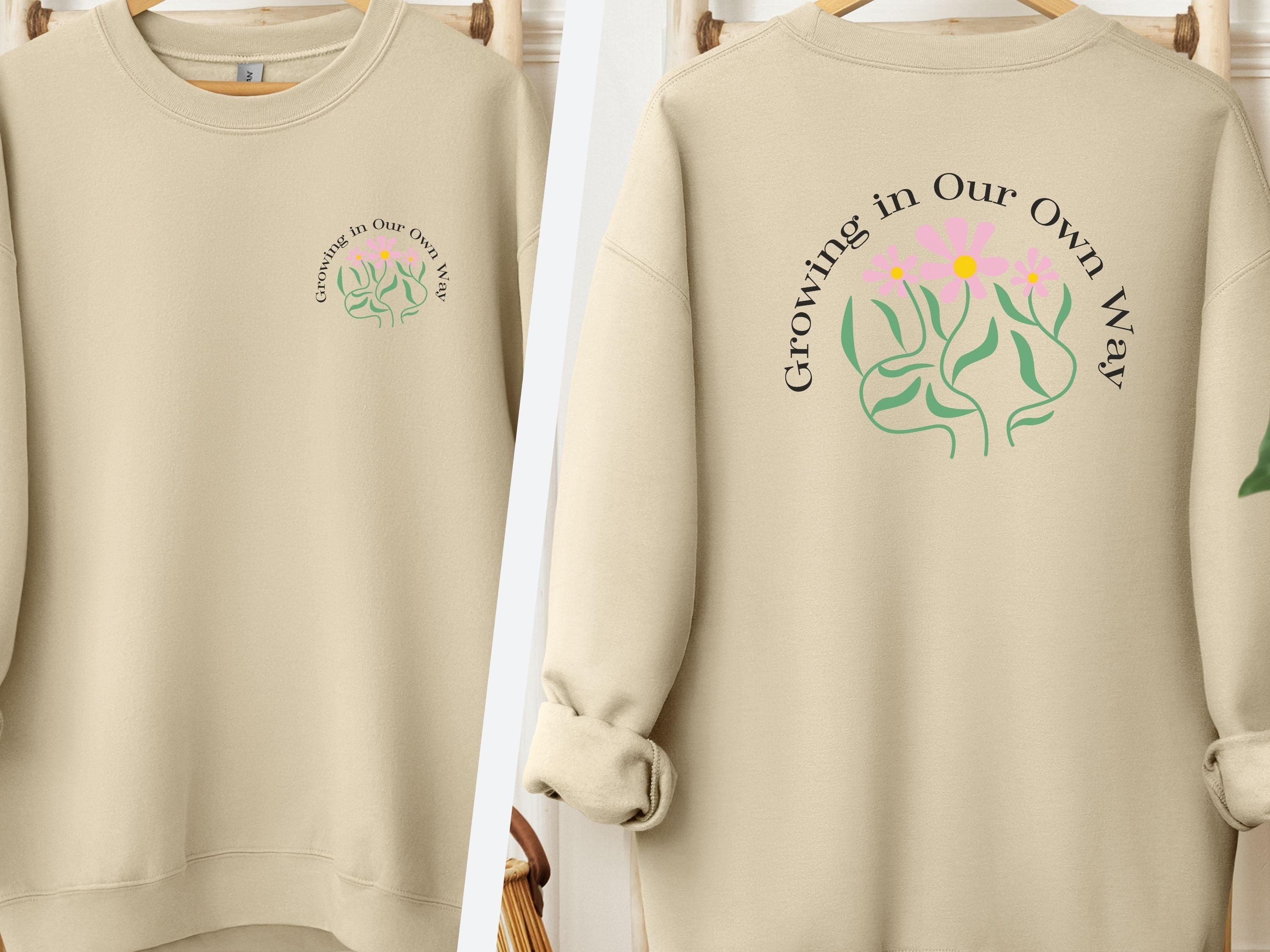 Growing in Our Own Way Sweatshirt-Sand-Neurodiversity, ADHD & Autism Awareness & Acceptance Sweatshirt by Daily Bloom