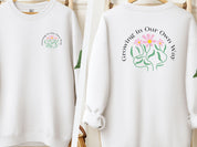 Growing in Our Own Way Sweatshirt-White-Neurodiversity, ADHD & Autism Awareness & Acceptance Sweatshirt by Daily Bloom