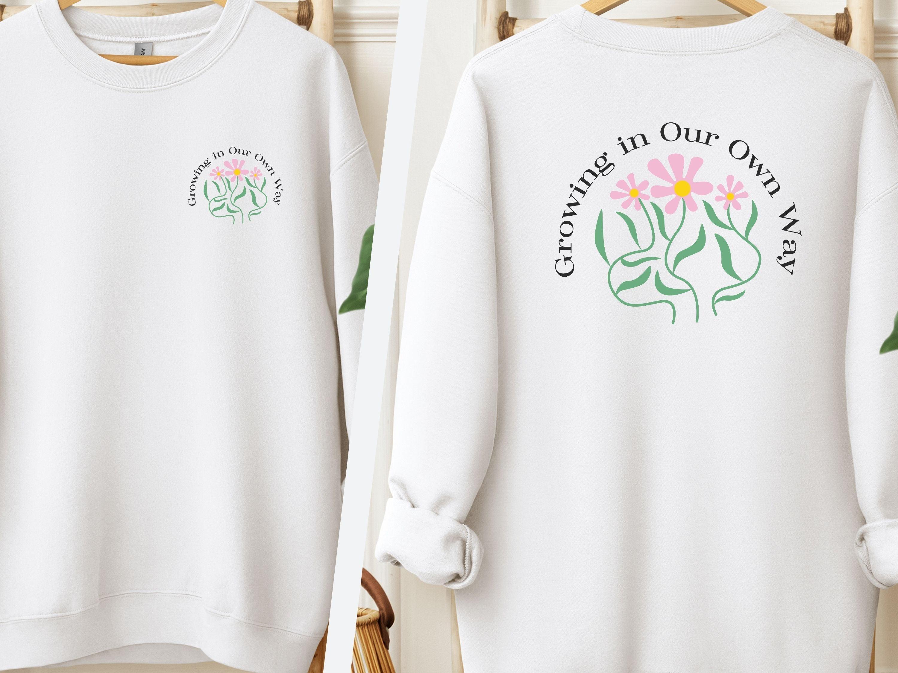 Growing in Our Own Way Sweatshirt-White-Neurodiversity, ADHD & Autism Awareness & Acceptance Sweatshirt by Daily Bloom
