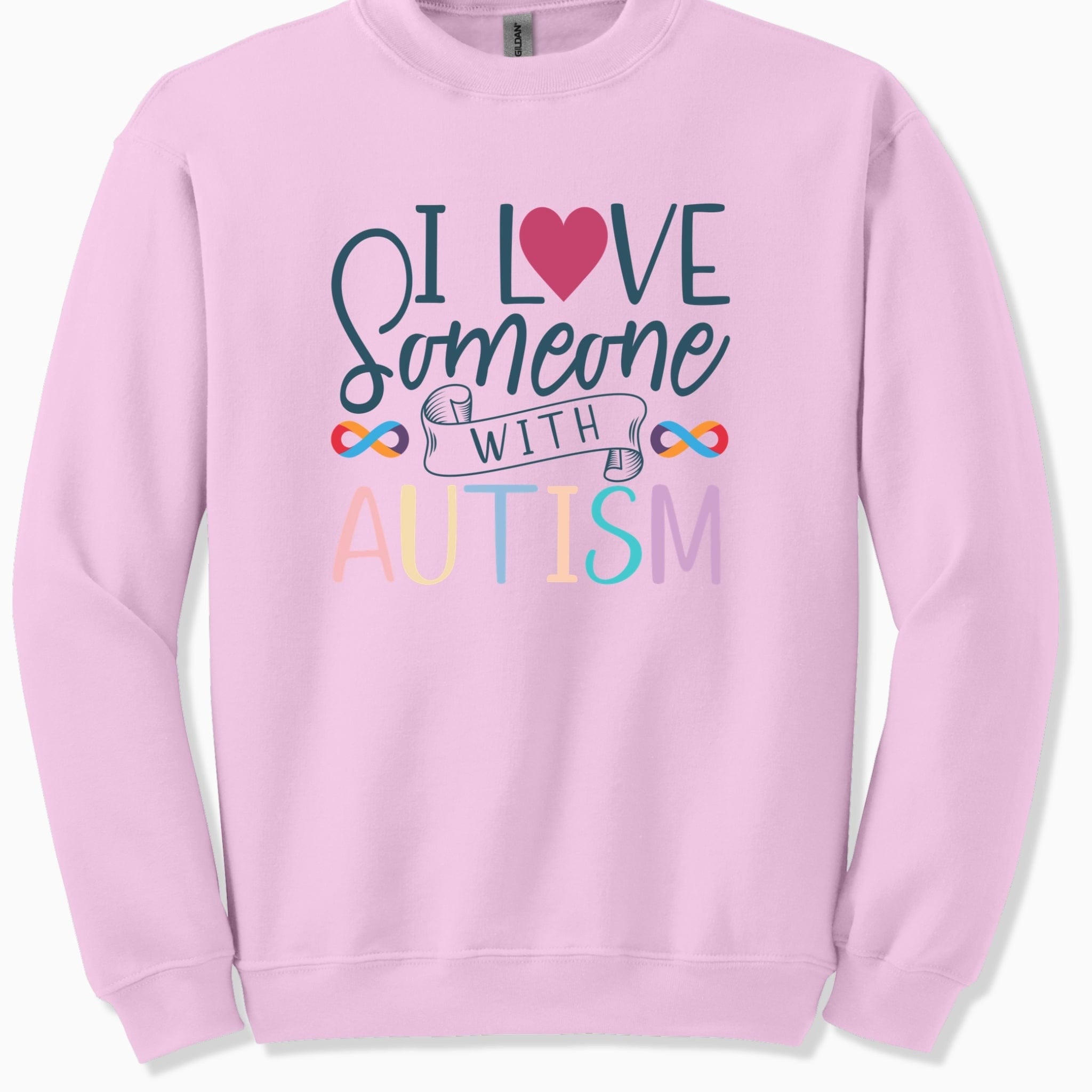 I Love Someone With Autism Sweatshirt-Light Pink-Neurodiversity, ADHD & Autism Awareness & Acceptance Sweatshirt by Daily Bloom