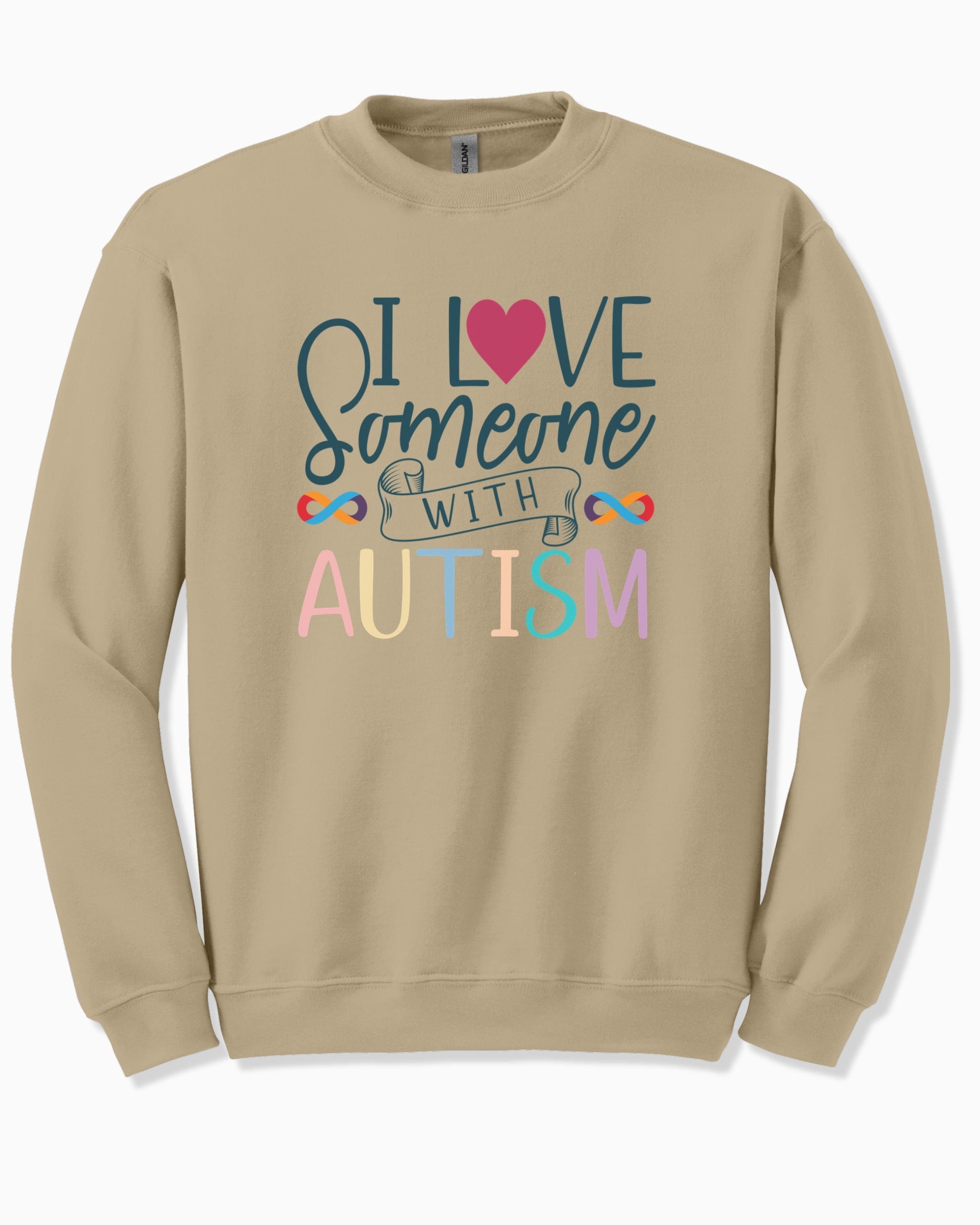 I Love Someone With Autism Sweatshirt-Sand-Neurodiversity, ADHD & Autism Awareness & Acceptance Sweatshirt by Daily Bloom