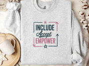 Include Accept Empower Sweatshirt-Ash-Neurodiversity, ADHD & Autism Awareness & Acceptance Sweatshirt by Daily Bloom
