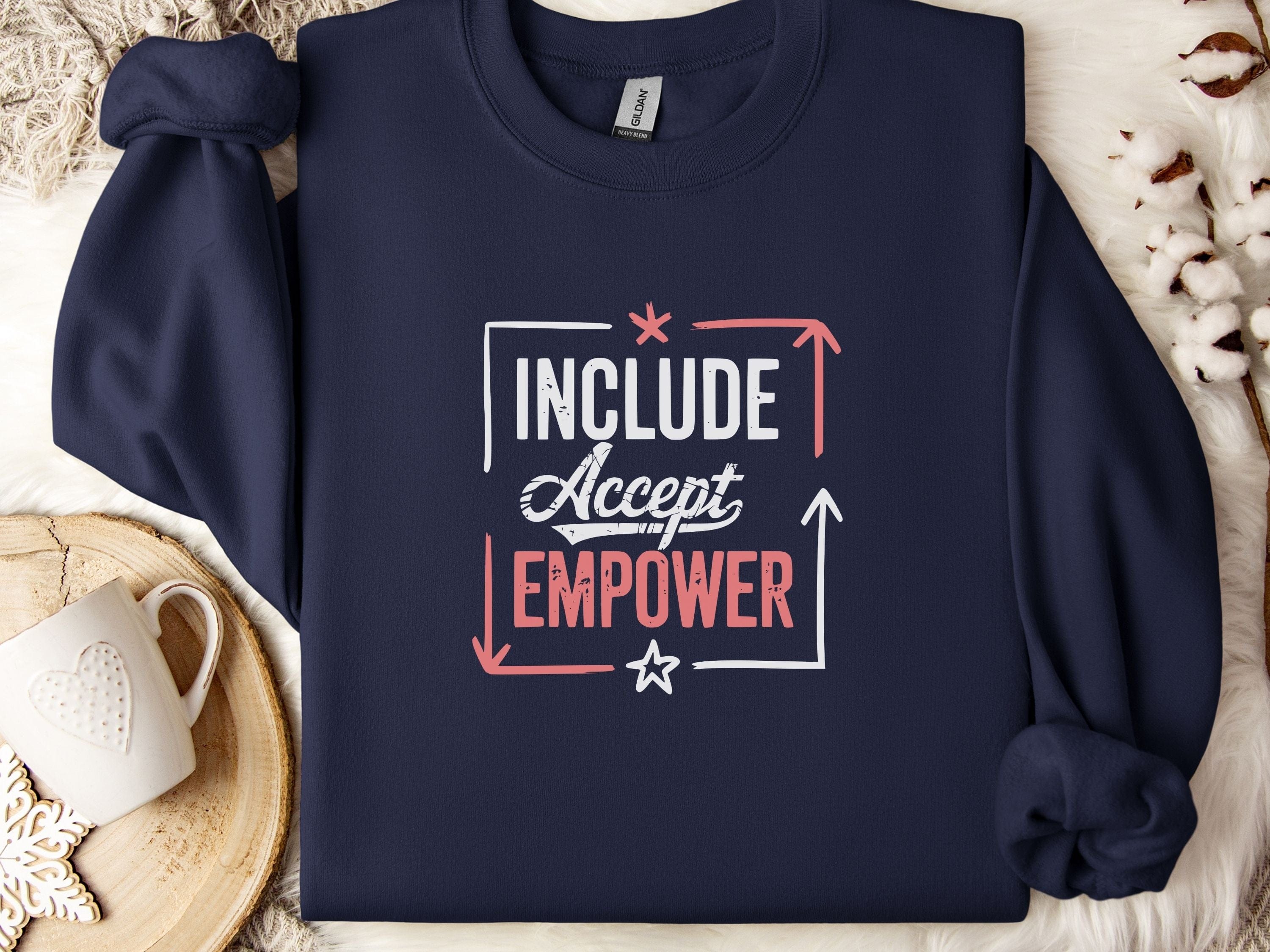 Include Accept Empower Sweatshirt-Navy-Neurodiversity, ADHD & Autism Awareness & Acceptance Sweatshirt by Daily Bloom