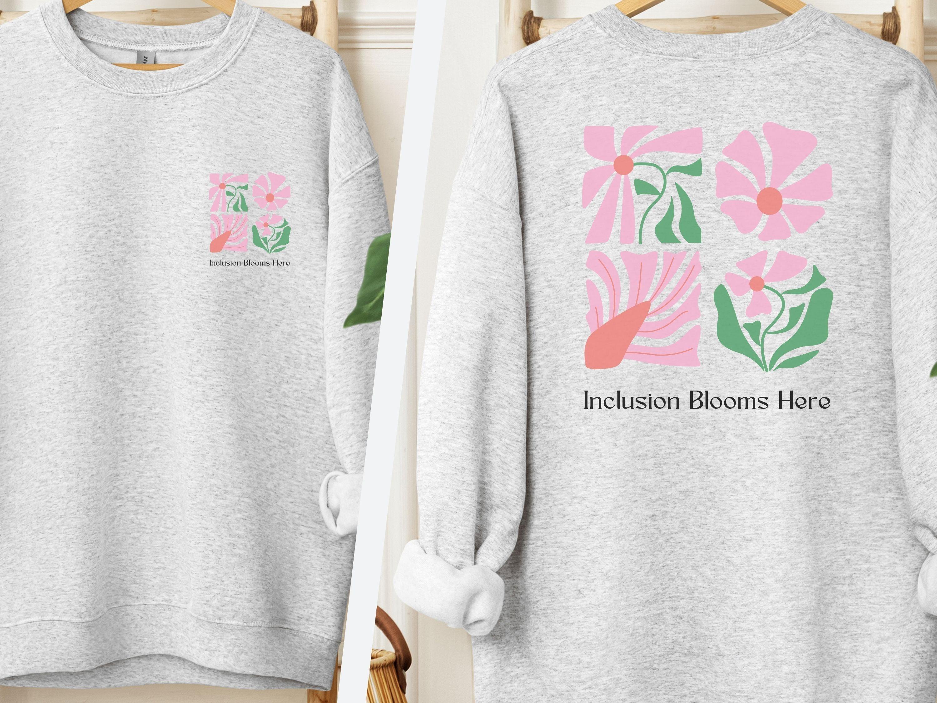 Inclusion Blooms Here Sweatshirt-Ash-Neurodiversity, ADHD & Autism Awareness & Acceptance Sweatshirt by Daily Bloom
