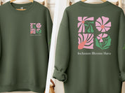 Inclusion Blooms Here Sweatshirt-Military Green-Neurodiversity, ADHD & Autism Awareness & Acceptance Sweatshirt by Daily Bloom