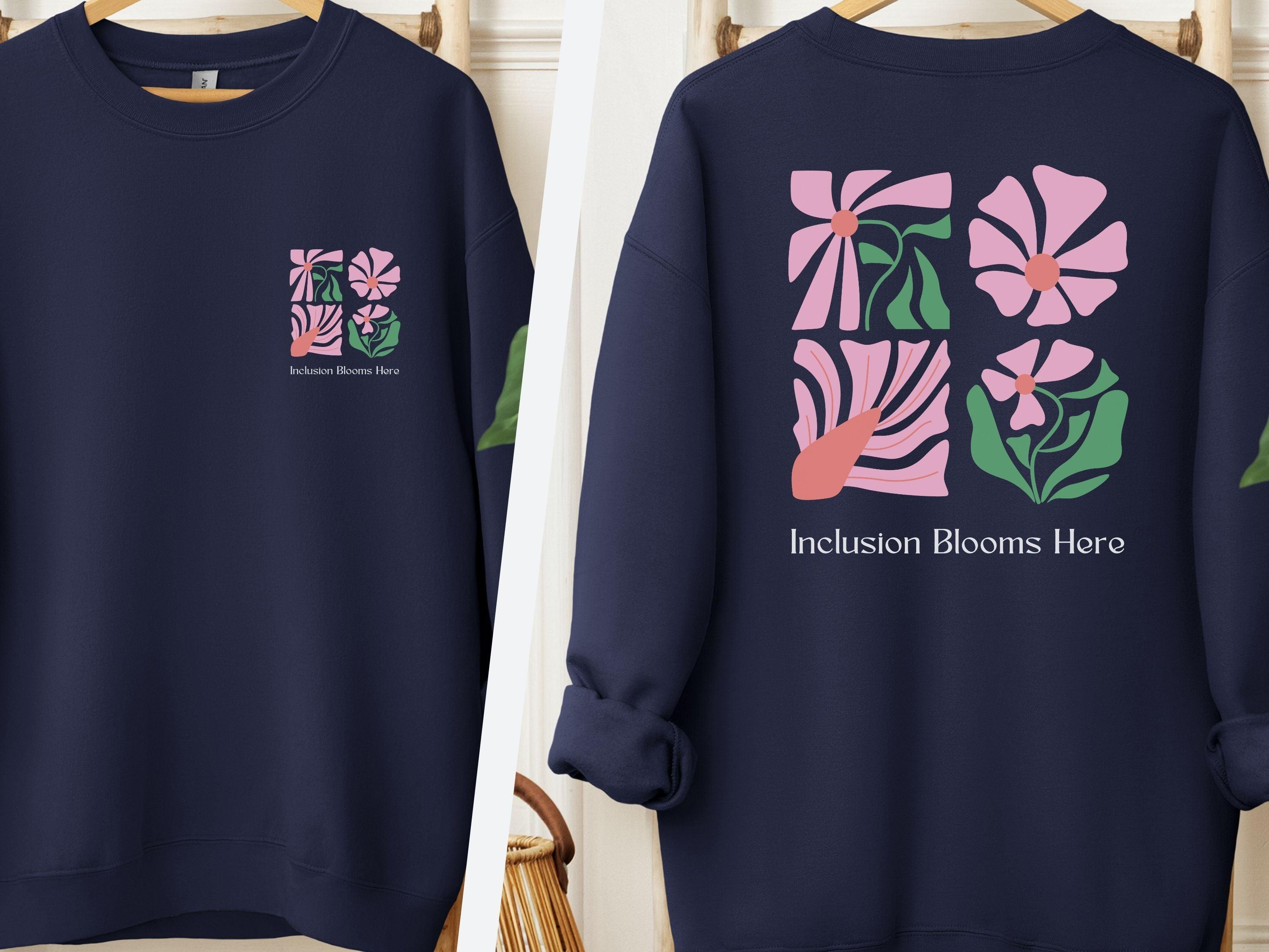 Inclusion Blooms Here Sweatshirt-Navy-Neurodiversity, ADHD & Autism Awareness & Acceptance Sweatshirt by Daily Bloom