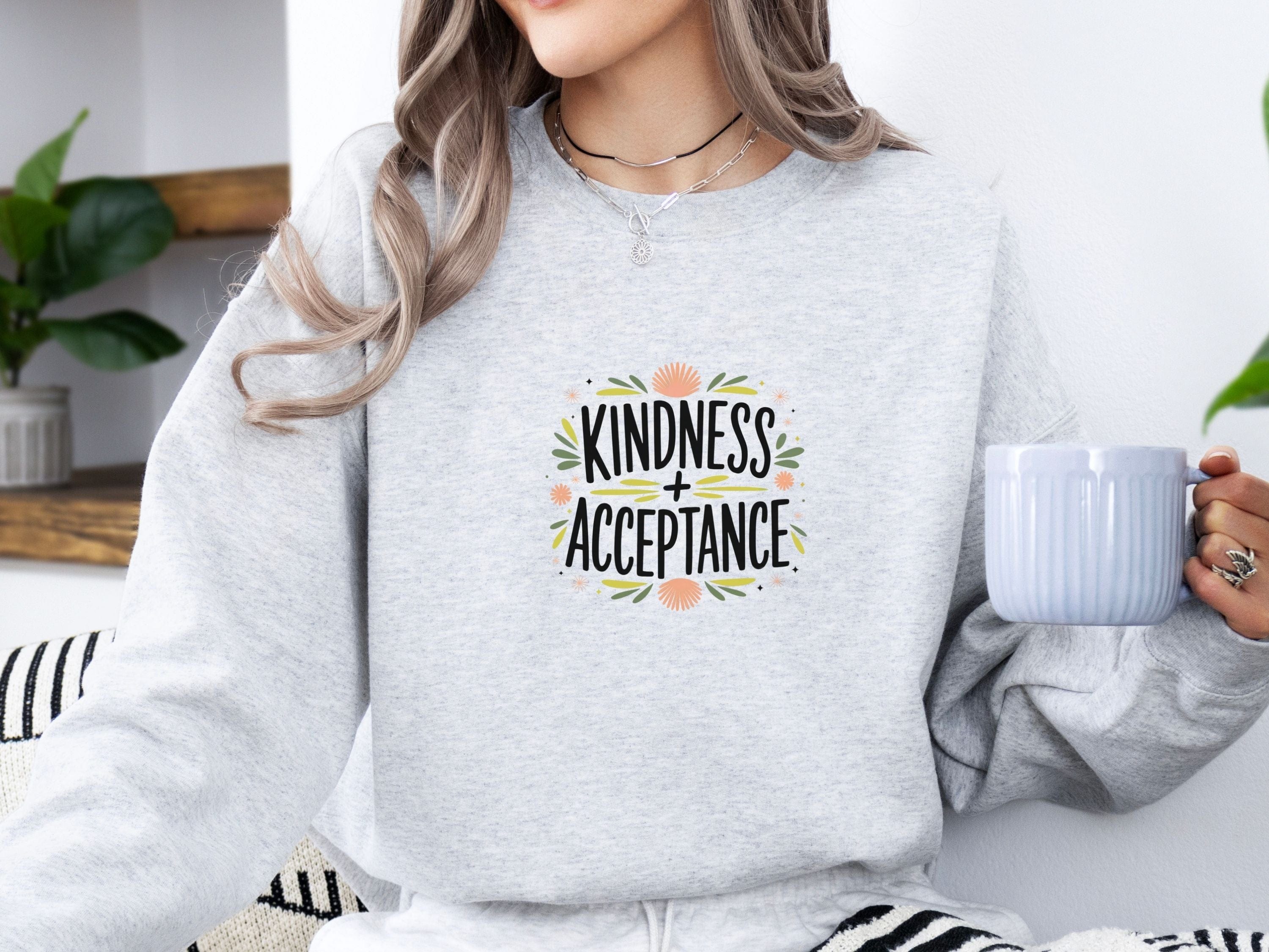 Kindness + Acceptance Sweatshirt-Neurodiversity, ADHD & Autism Awareness & Acceptance Sweatshirt by Daily Bloom