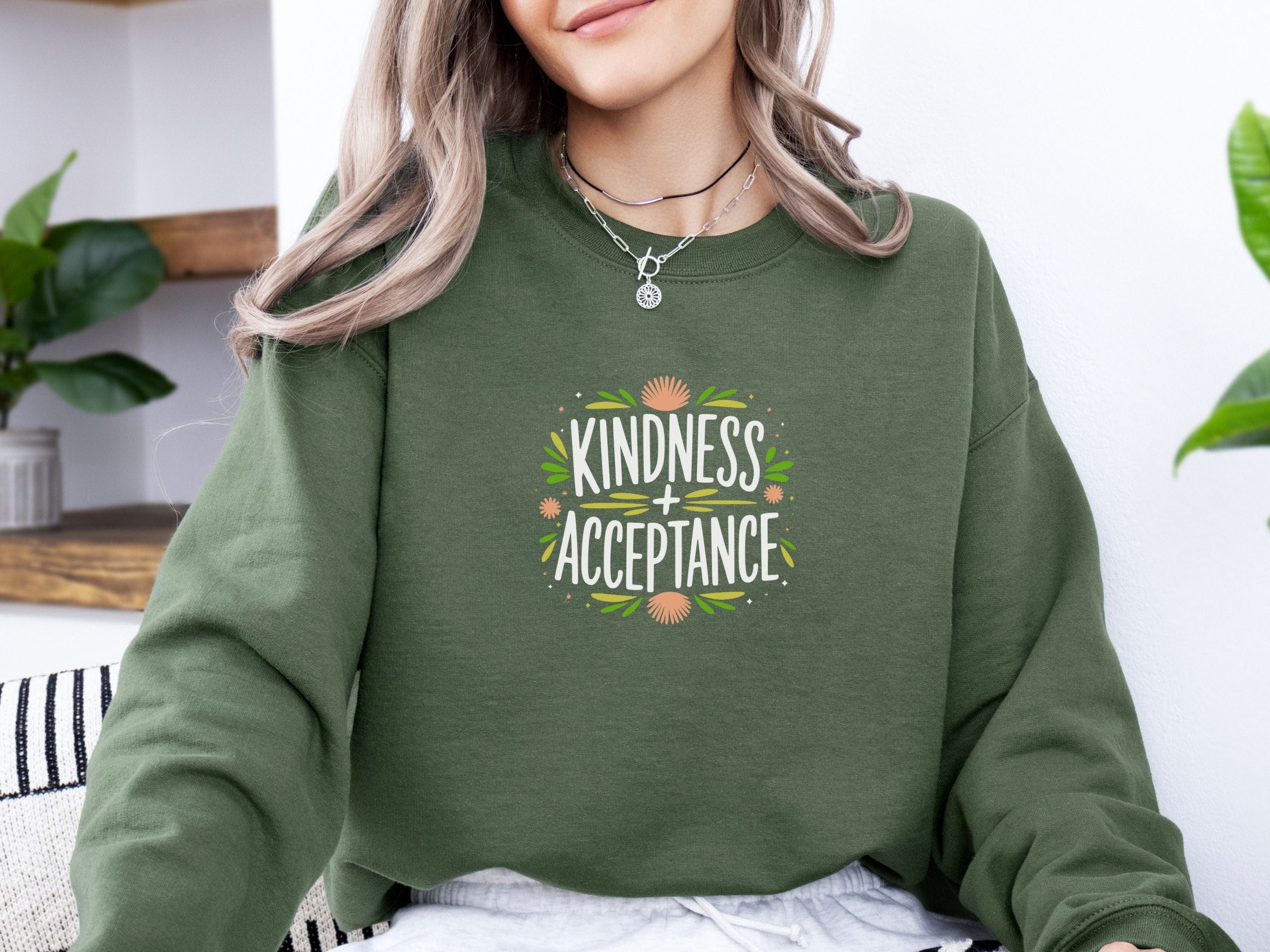 Kindness + Acceptance Sweatshirt-Neurodiversity, ADHD & Autism Awareness & Acceptance Sweatshirt by Daily Bloom