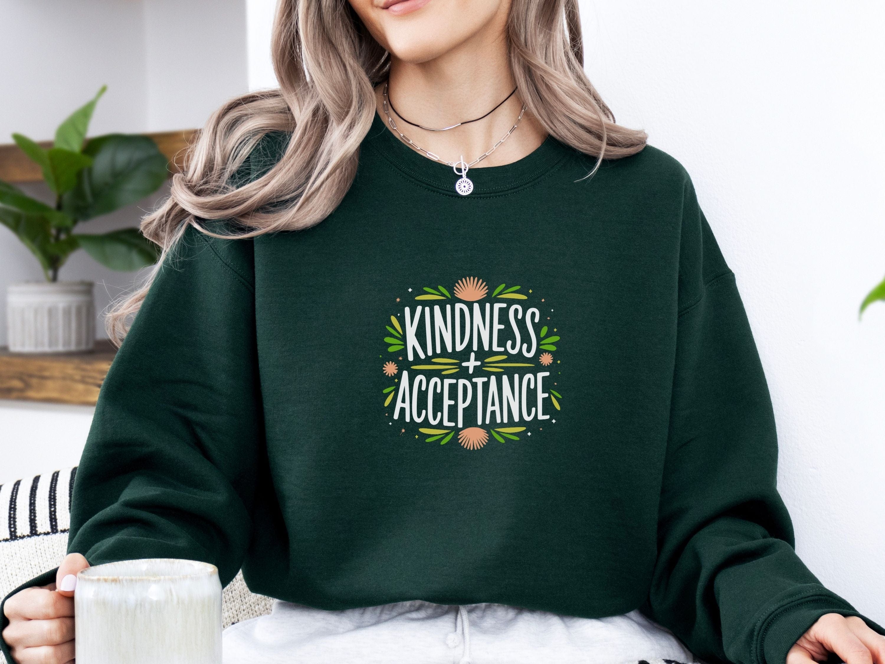 Kindness + Acceptance Sweatshirt-Neurodiversity, ADHD & Autism Awareness & Acceptance Sweatshirt by Daily Bloom