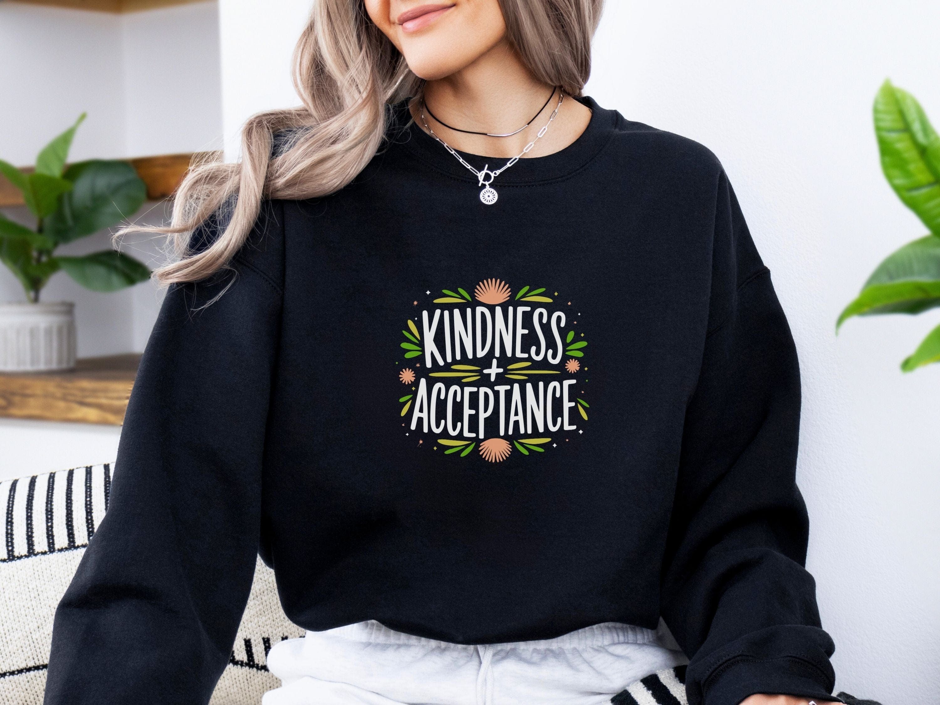 Kindness + Acceptance Sweatshirt-Neurodiversity, ADHD & Autism Awareness & Acceptance Sweatshirt by Daily Bloom
