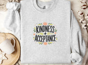 Kindness + Acceptance Sweatshirt-Ash-Neurodiversity, ADHD & Autism Awareness & Acceptance Sweatshirt by Daily Bloom