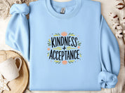 Kindness + Acceptance Sweatshirt-Light Blue-Neurodiversity, ADHD & Autism Awareness & Acceptance Sweatshirt by Daily Bloom