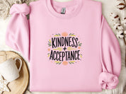 Kindness + Acceptance Sweatshirt-Light Pink-Neurodiversity, ADHD & Autism Awareness & Acceptance Sweatshirt by Daily Bloom