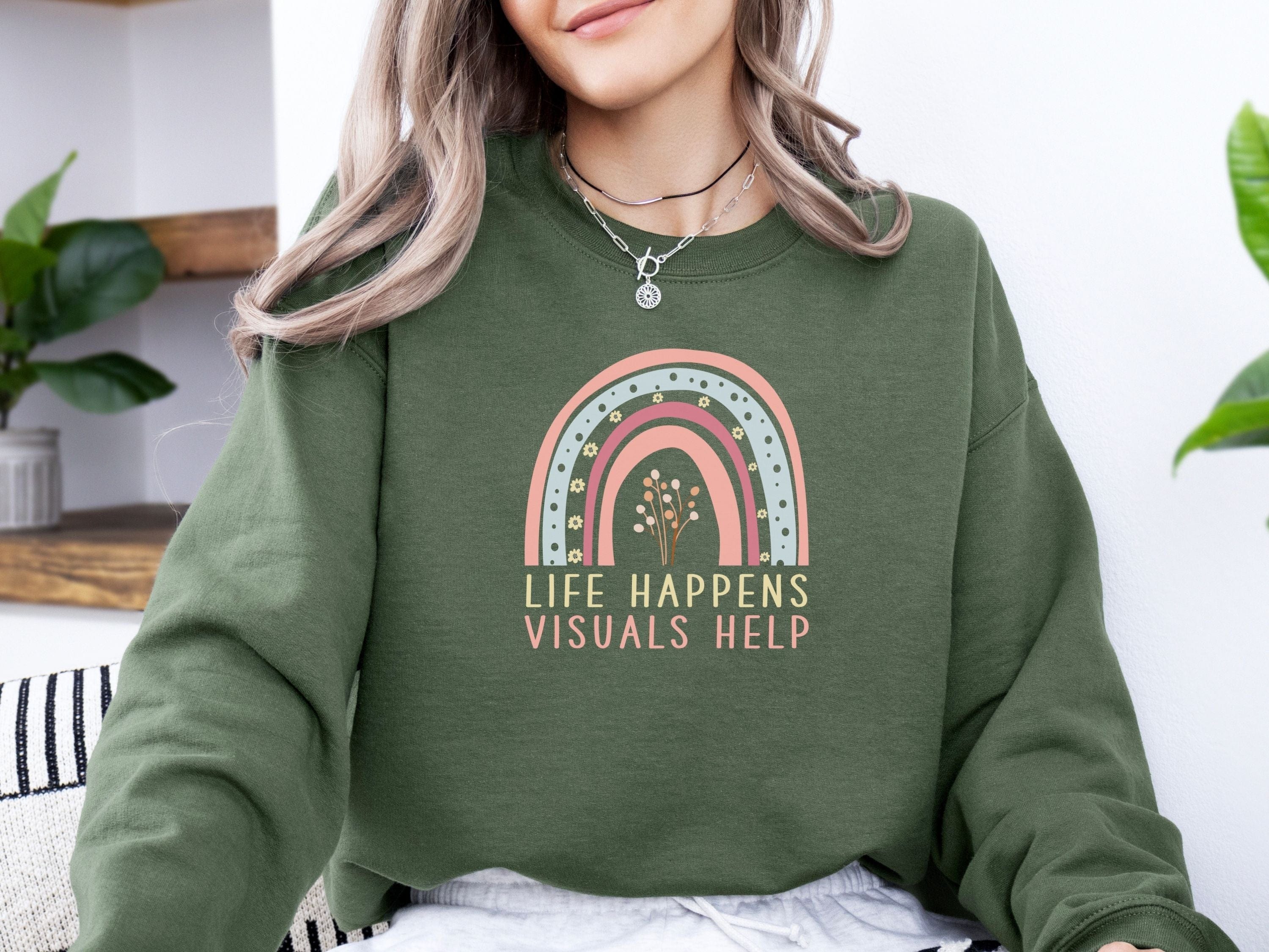 Life Happens Visuals Help Sweatshirt-Neurodiversity, ADHD & Autism Awareness & Acceptance Sweatshirt by Daily Bloom