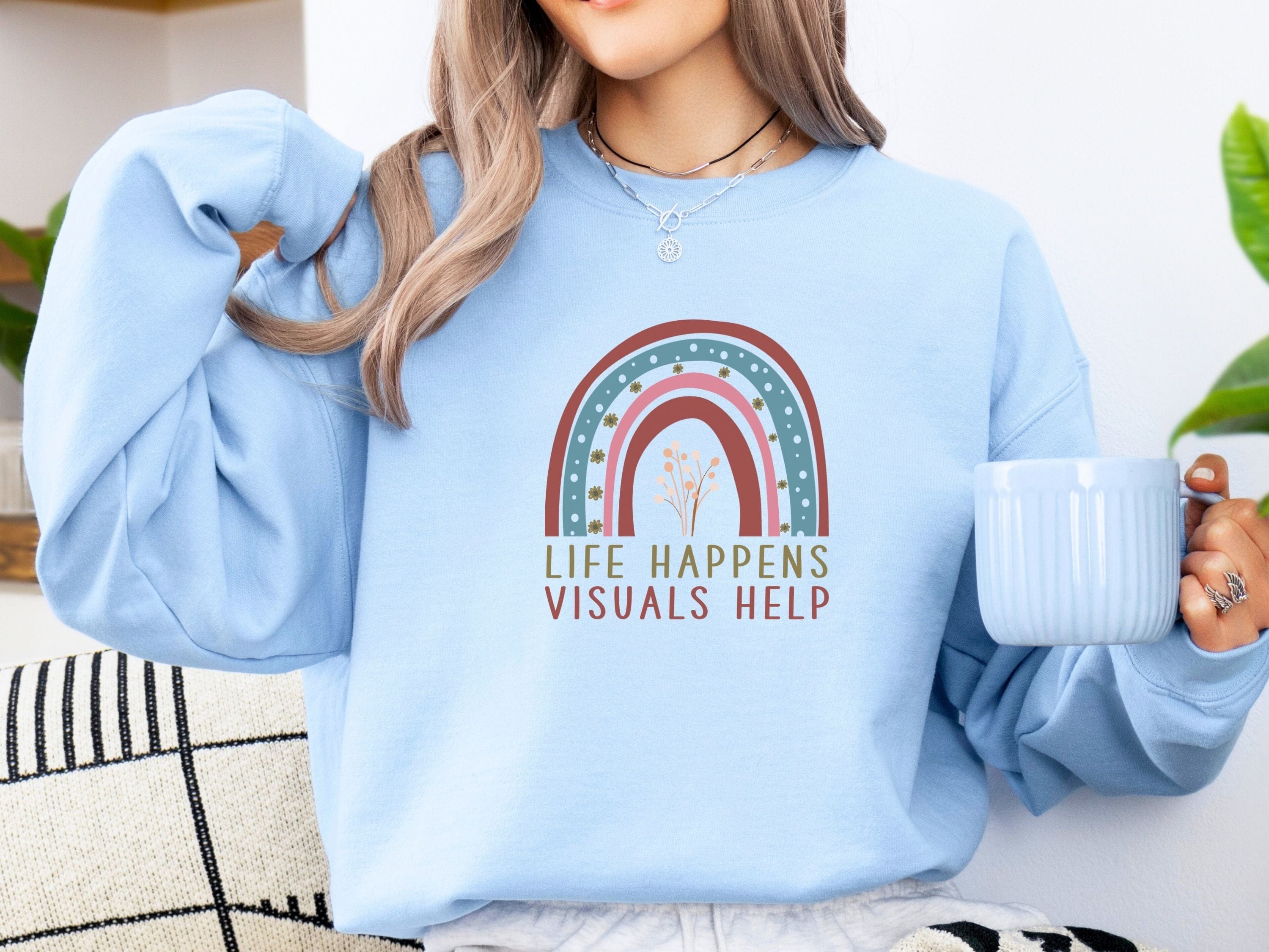 Life Happens Visuals Help Sweatshirt-Neurodiversity, ADHD & Autism Awareness & Acceptance Sweatshirt by Daily Bloom